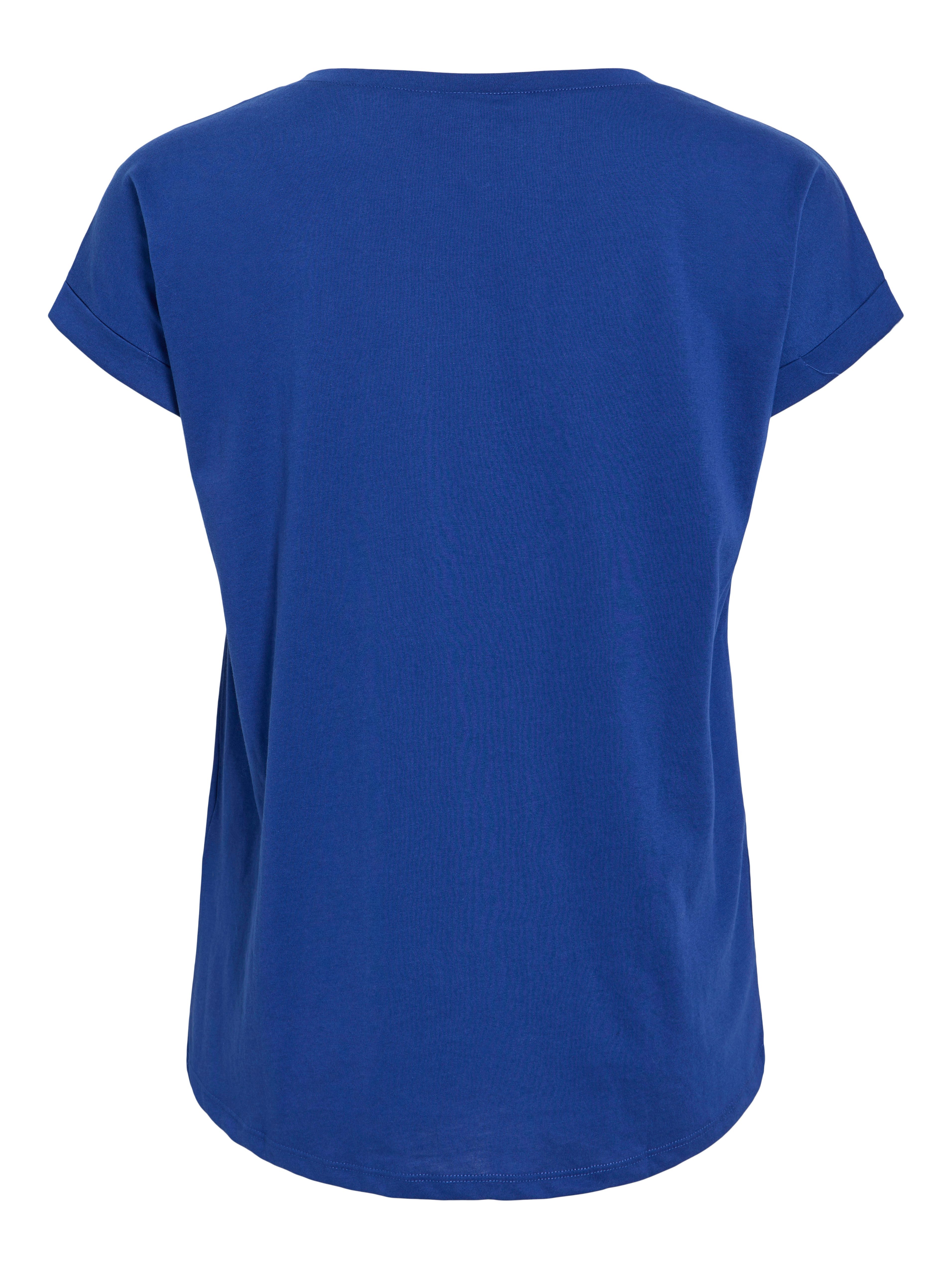 Vila Shirt met ronde hals VIDREAMERS NEW PURE T-SHIRT/SU-NOOS Basic dames T-shirt met ronde hals en omgeslagen mouwen