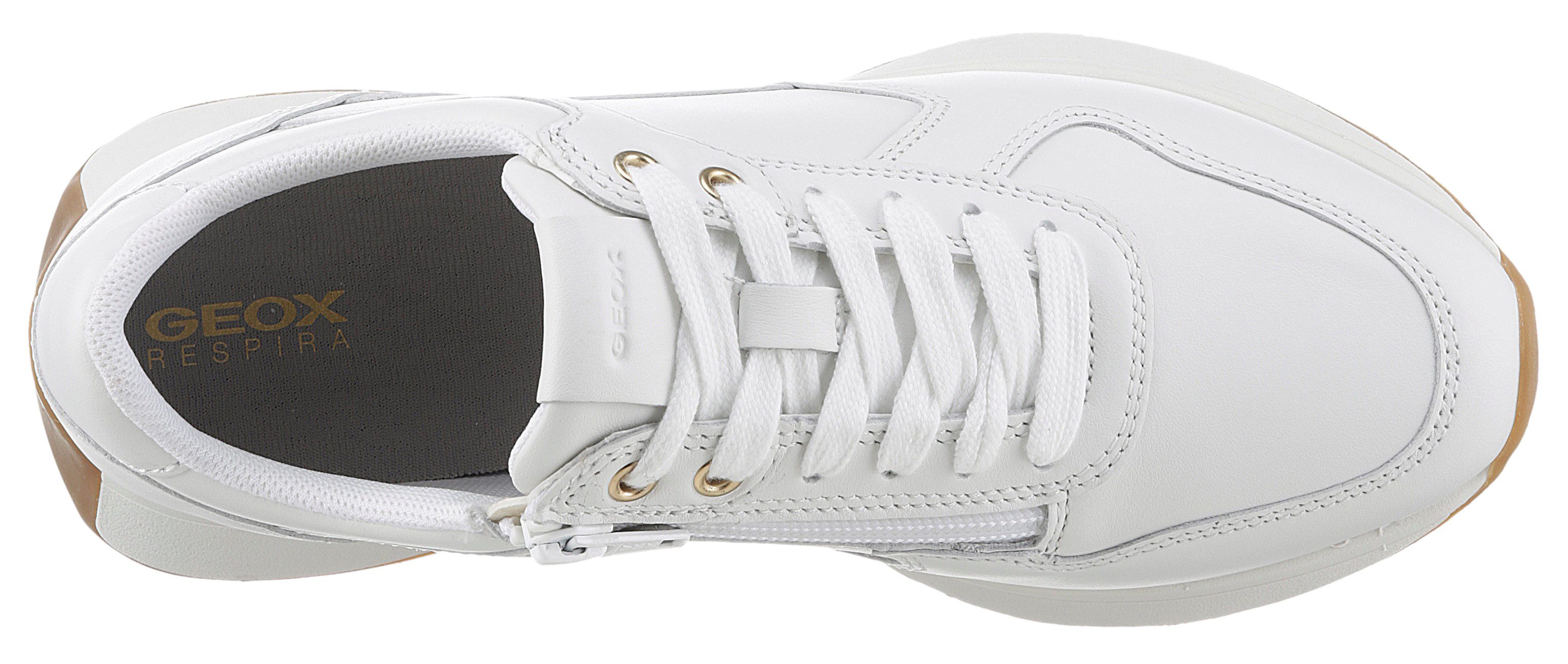 Geox Sneakers D AMABEL A sleehak, vrijetijdsschoen, lage schoen, veterschoen in monochrome-look