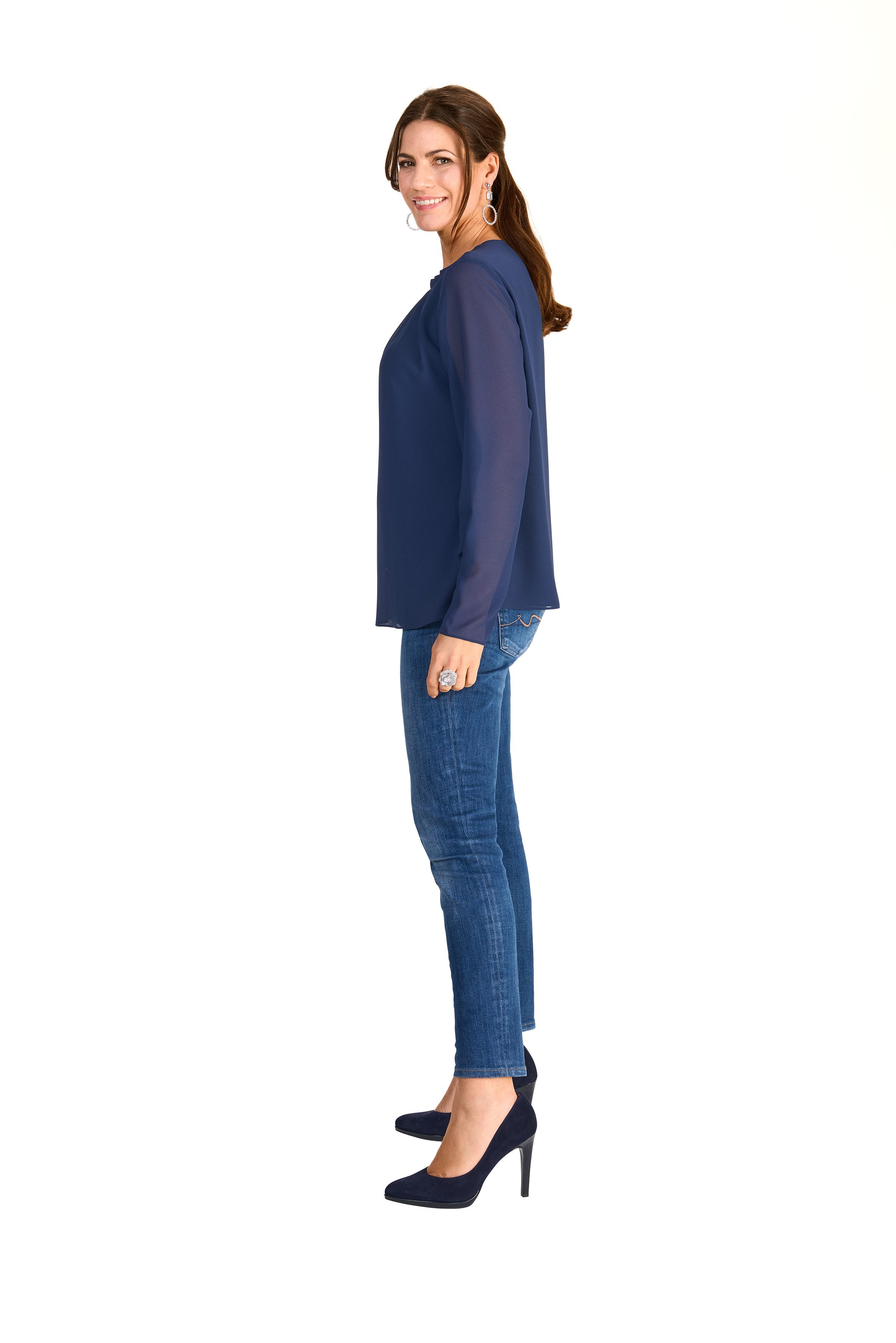 HERMANN LANGE Collection Blouse met lange mouwen met transparante mouwen
