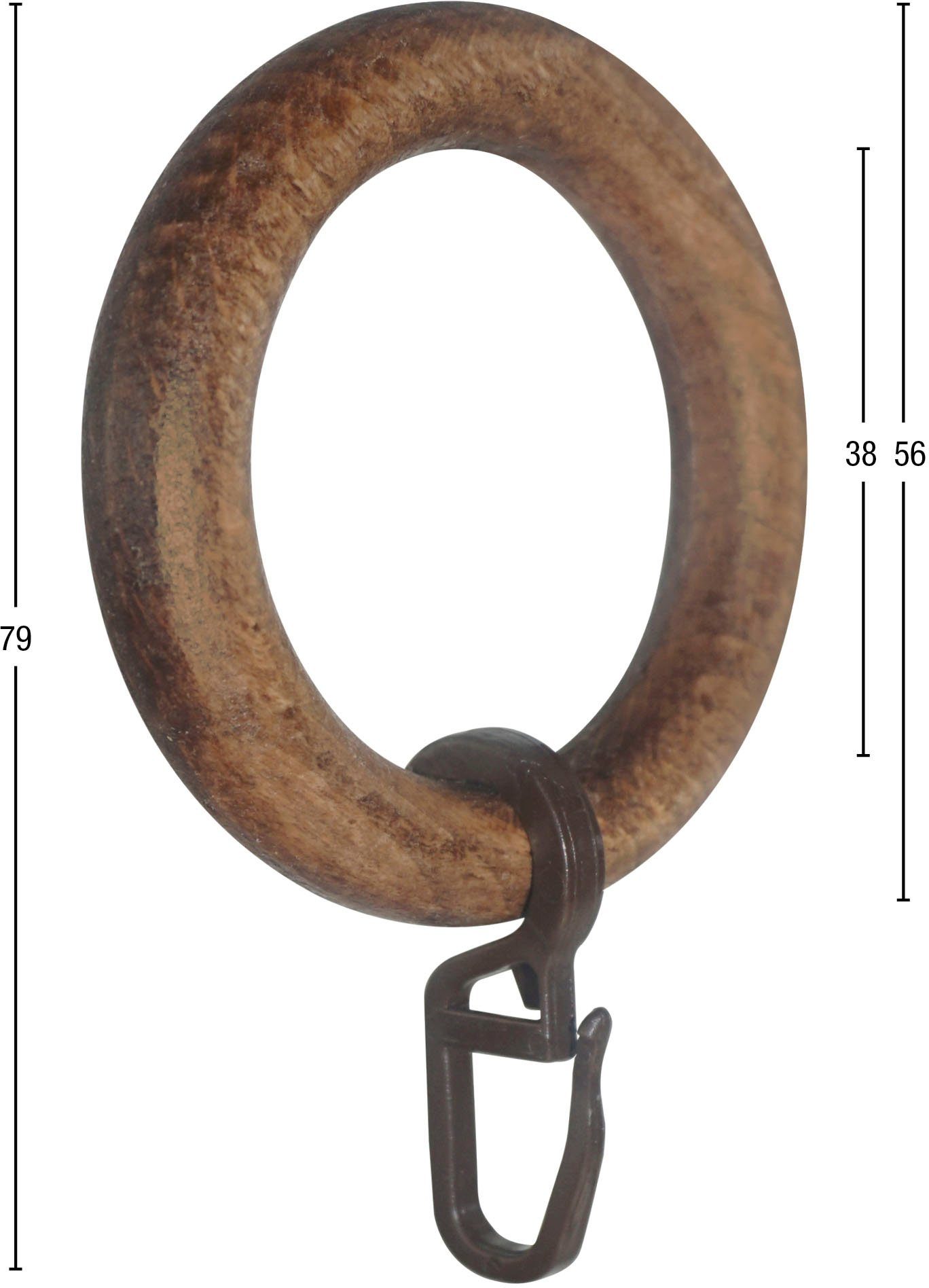 GARESA Gordijnring Houten ring met haak voor diameters tot 28 mm, eenvoudige montage (20 stuks)
