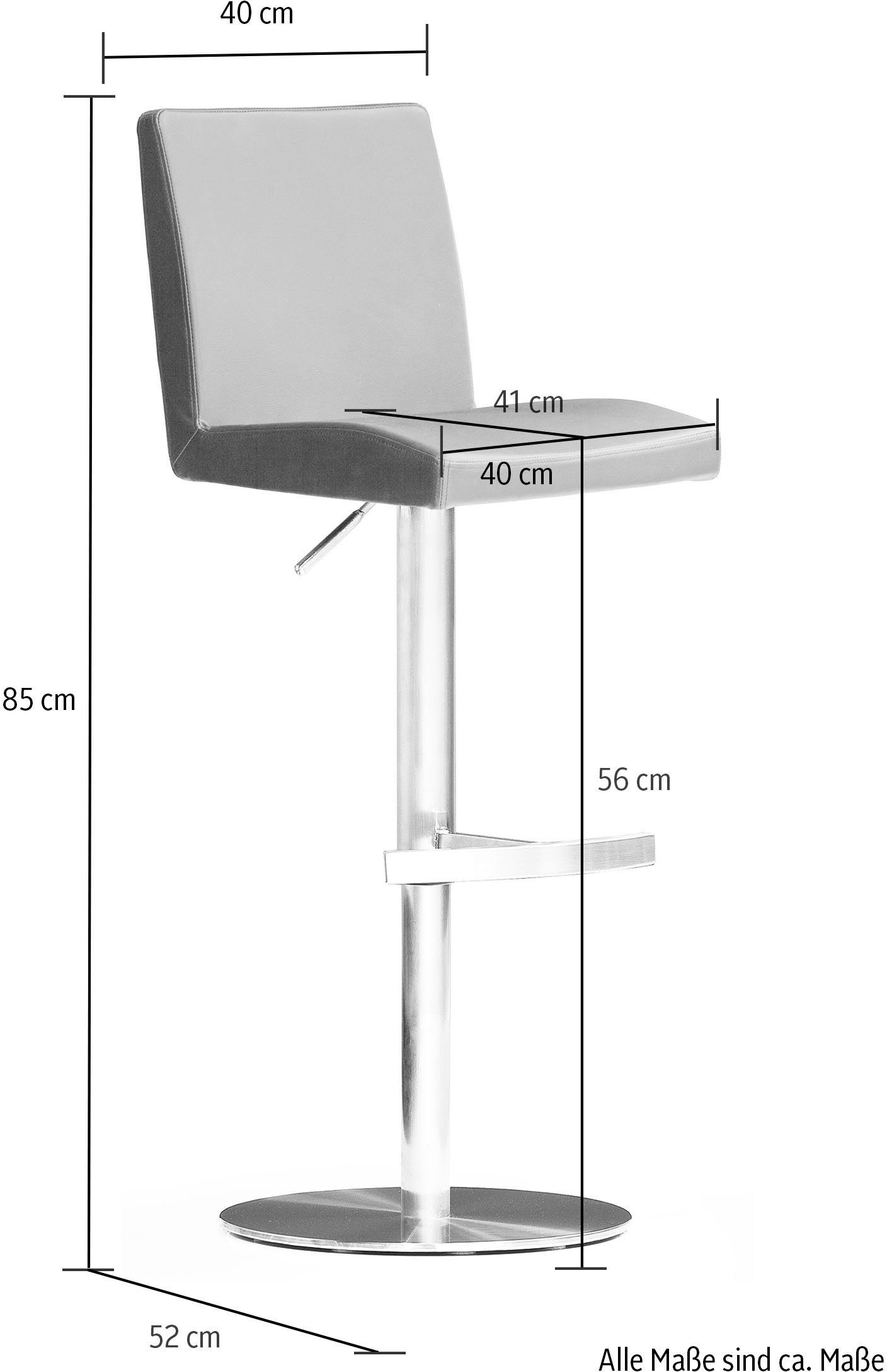 MCA furniture Bistrostoel BARBECOOL met rugleuning, ronde voetplaat, 360° draaibaar, zithoogte van 56-81 cm