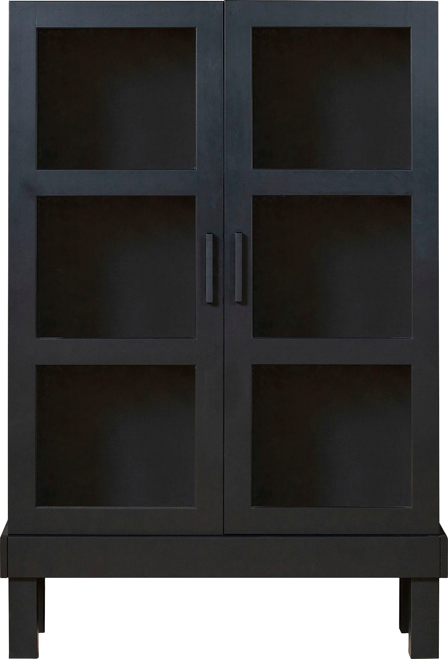 WOOOD Vitrinekast Bonk uitgerust met drie planken, h 160 cm x b 107 cm vitrinekasten zwart
