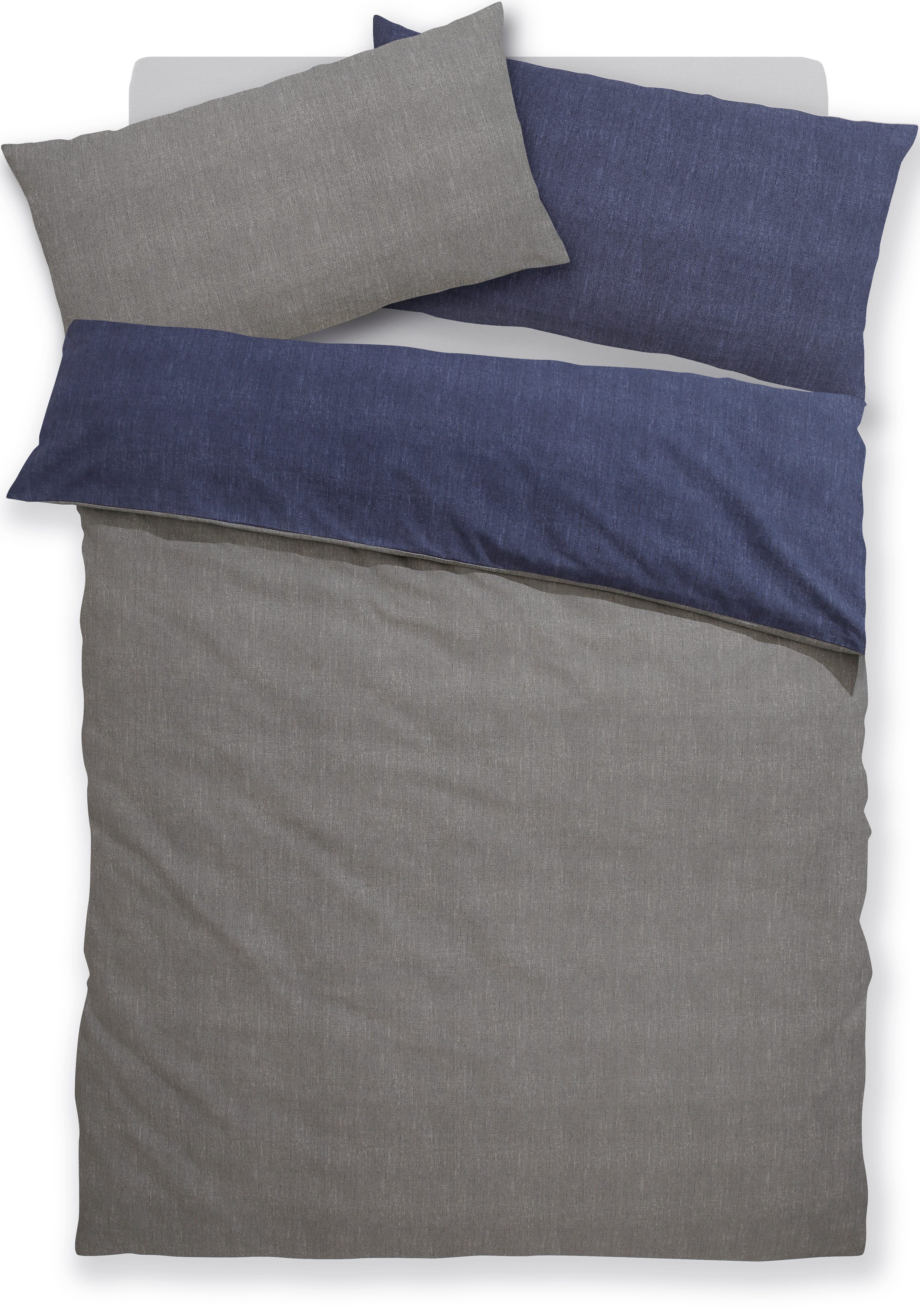 Bruno Banani Tweezijdig te gebruiken overtrekset Merlijn in mt. 135x200 of 155x220 cm Katoenen bedlinnen, linnen-look in mêlee-look (2-delig)