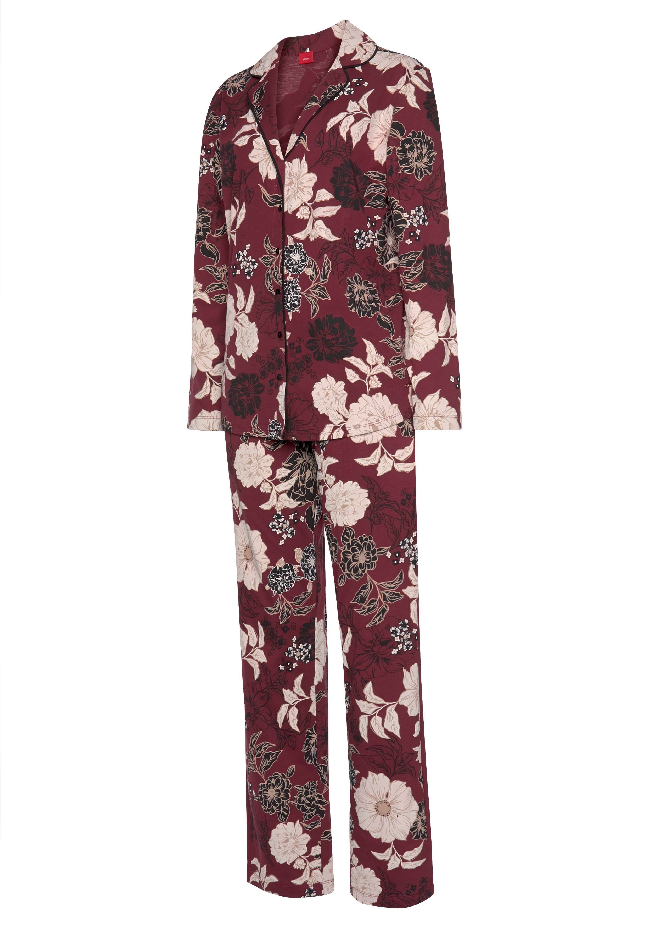 s.Oliver RED LABEL Beachwear Pyjama in klassiek model met bloemmotief (2-delig, 1 stuk)