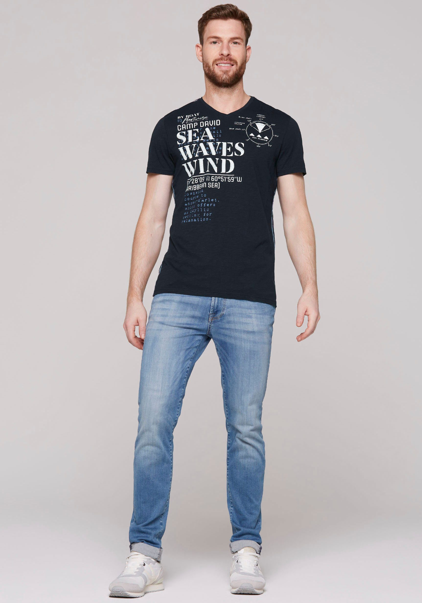 CAMP DAVID T-shirt met tekstprints
