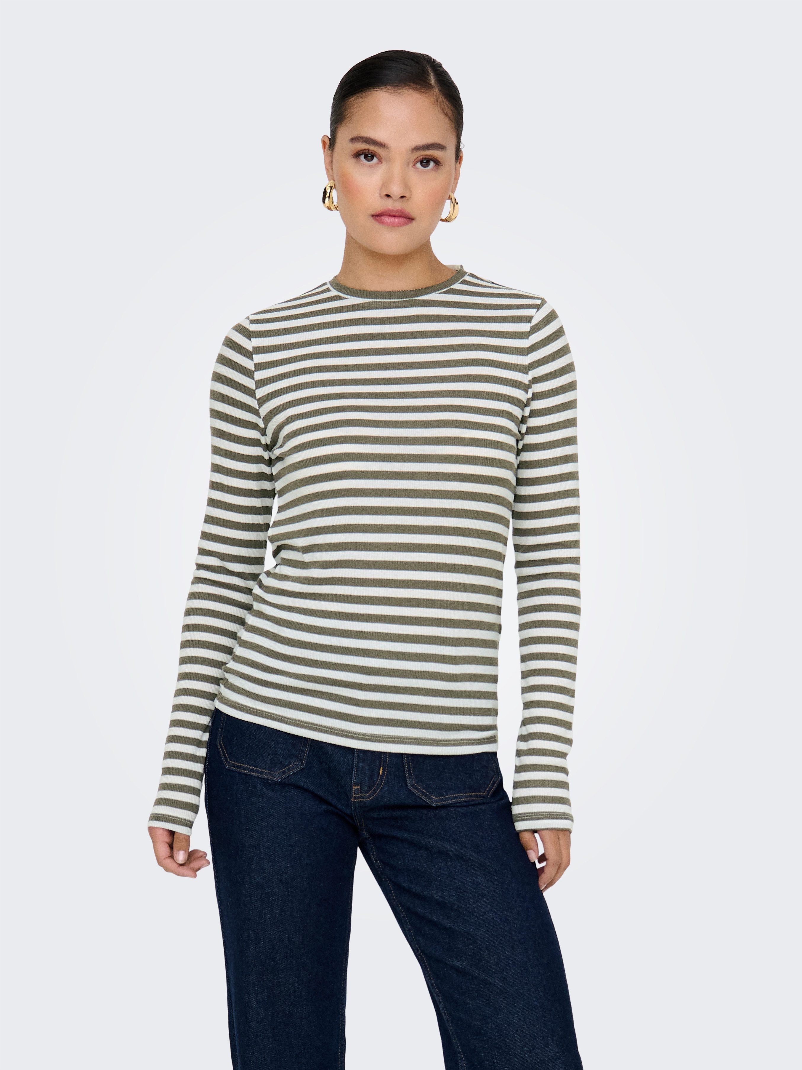 Only Shirt met lange mouwen ONLMAI STRIPE L/S TOP JRS NOOS