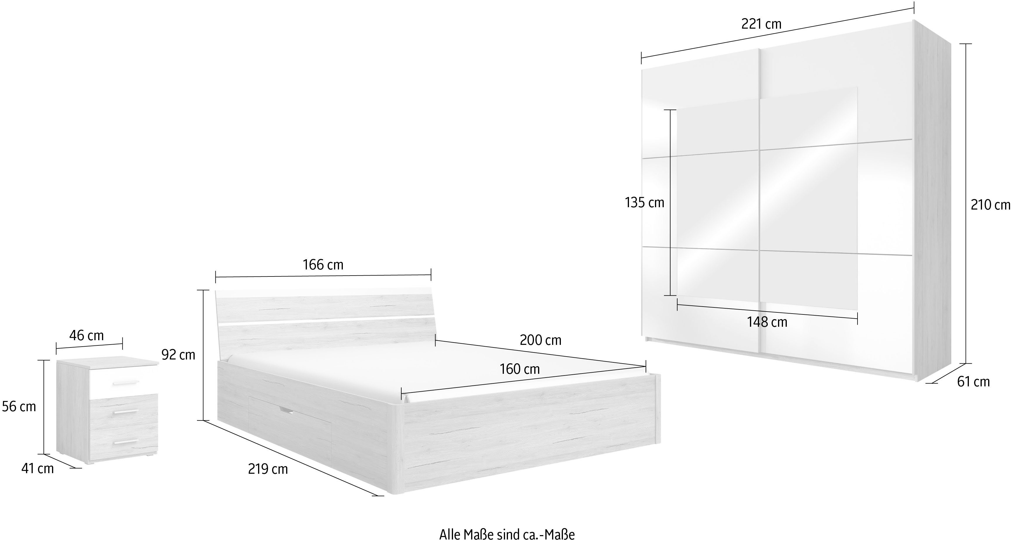INOSIGN Slaapkamerserie Beta complete slaapkamer in 3 kleuren en 2 bedmaten(4-delig)
