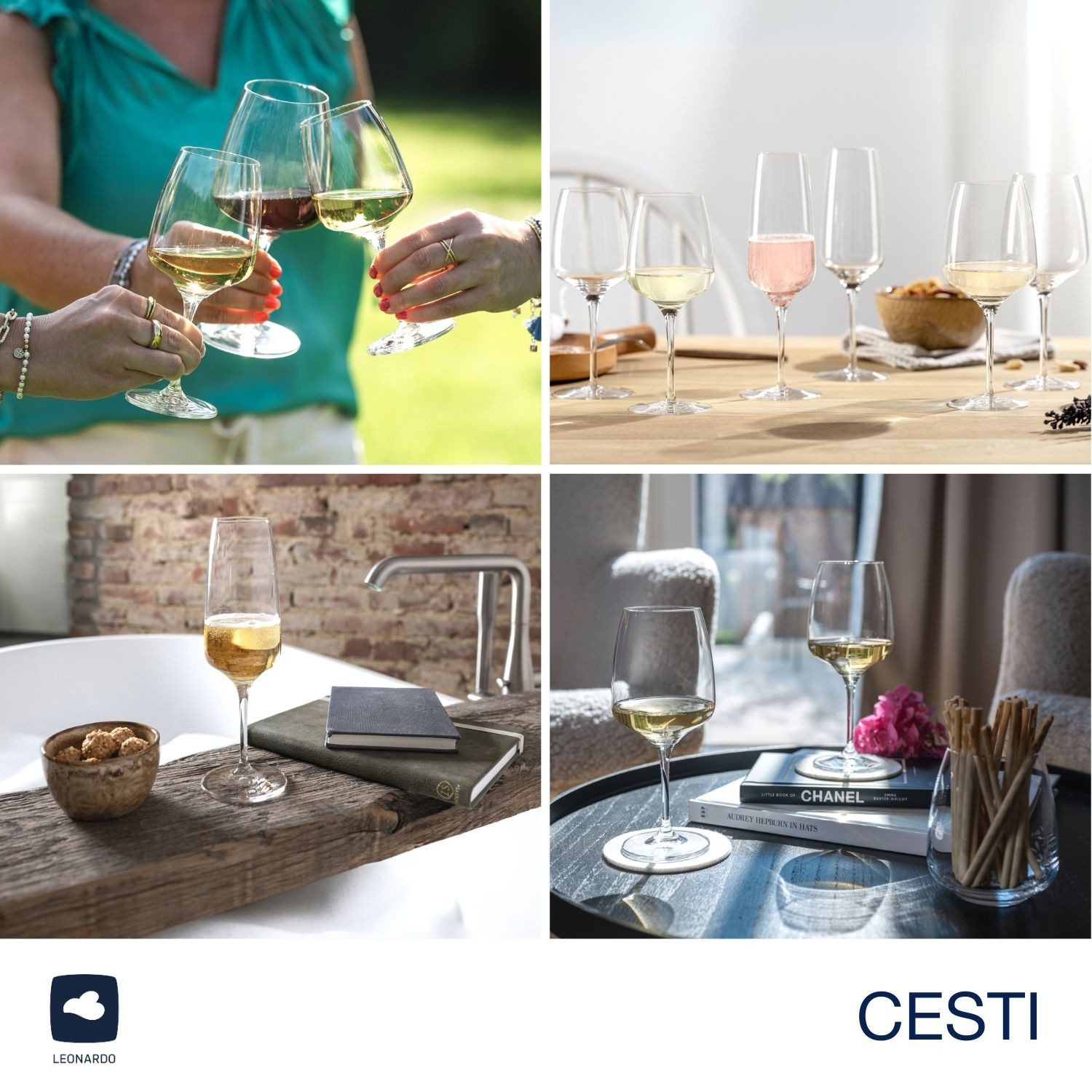 LEONARDO Glazenset CESTI + poetsdoek, 13-delig 4 champagneglazen, 4 rieslingglazen en 4 witte wijnglazen met poetsdoek (set, 13-delig)
