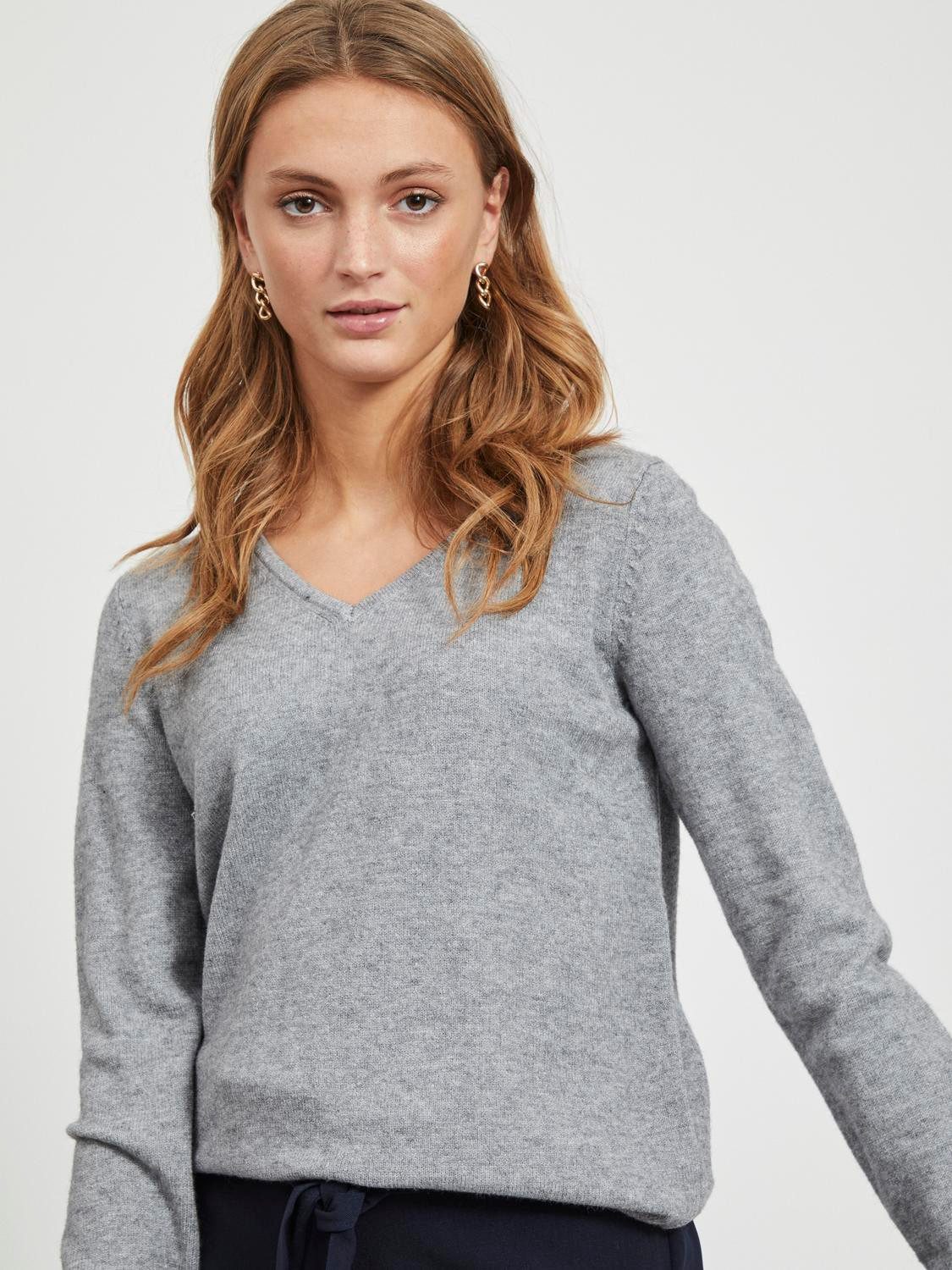 Vila Trui met V-hals VIRIL V-NECK L/S KNIT TOP - NOOS
