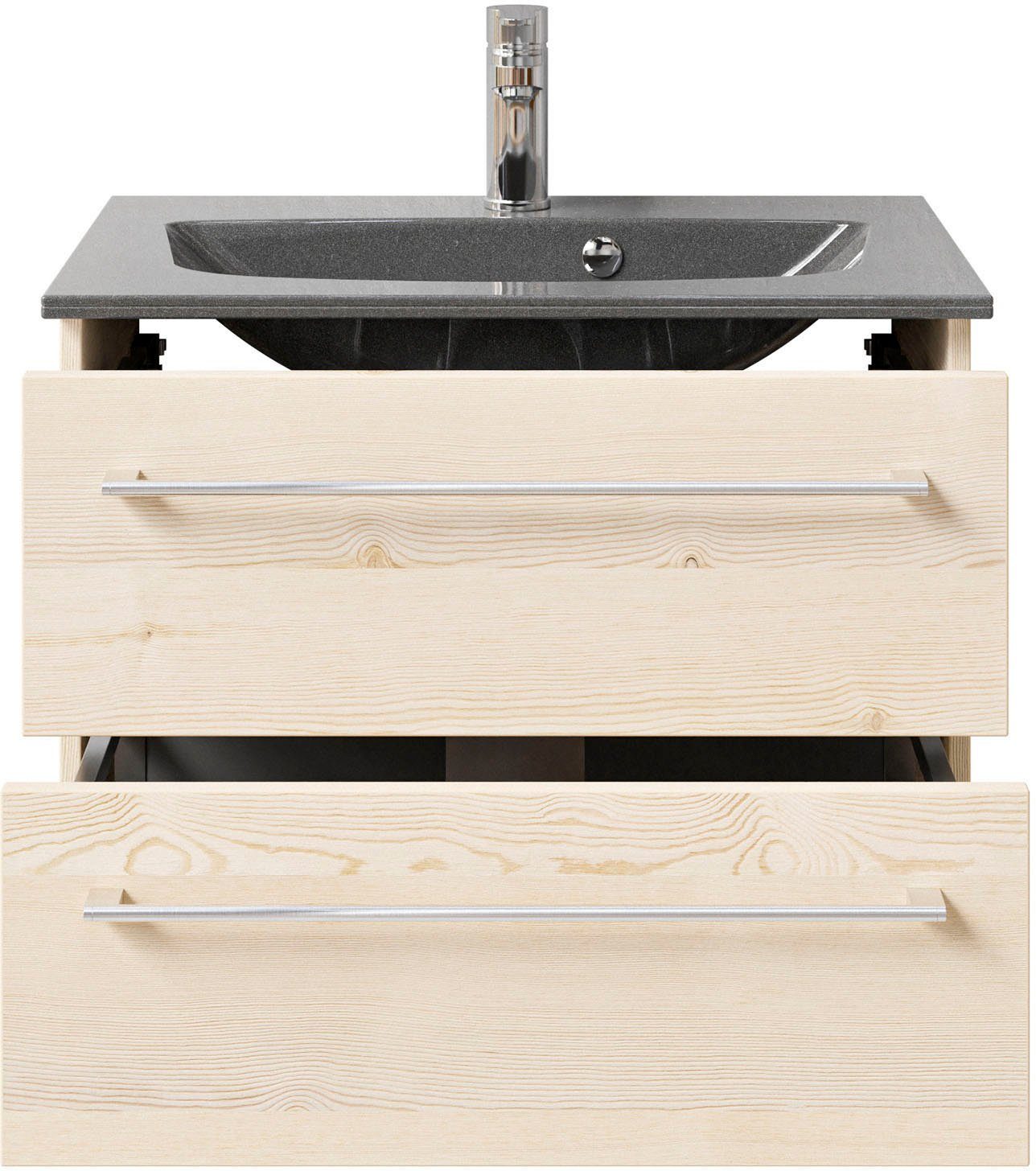 Saphir Wastafelonderkast Serie 6025 mineraalmarmeren wastafel met onderkast, 67 cm breed (2-delig)