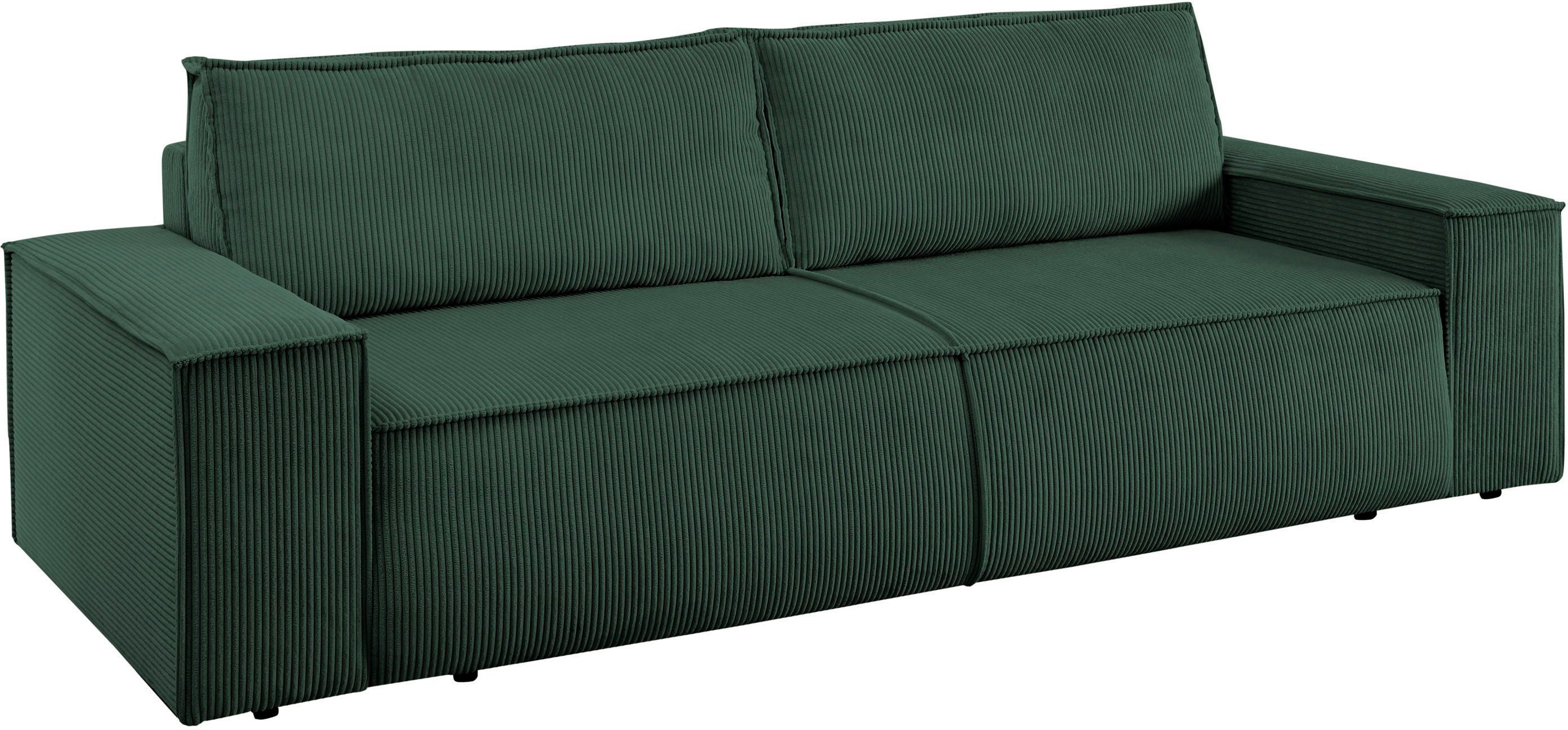 Home affaire 3-zitsbank SHERWOOD slaapbank (257 cm) ribfluweel, velours, vintage lederlook