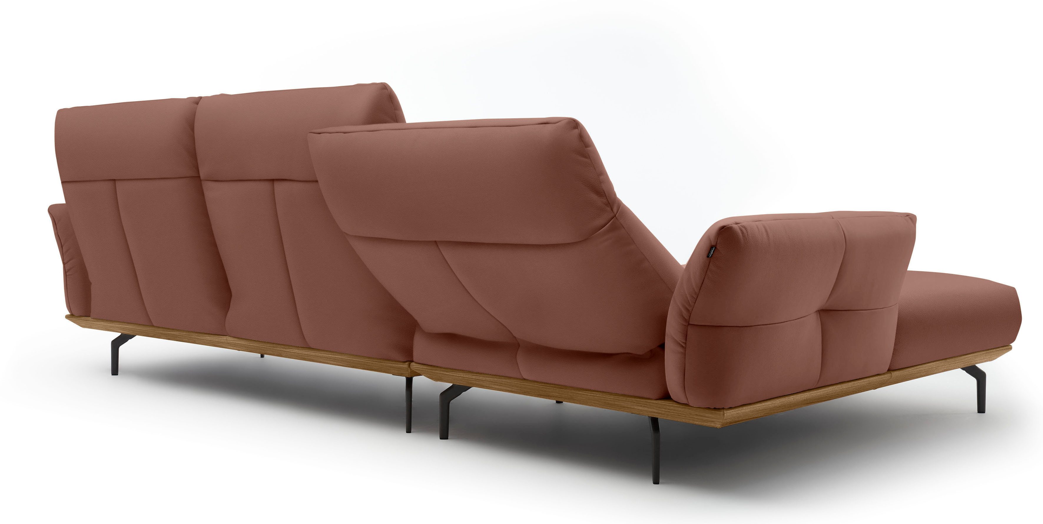Creation BY ROLF BENZ Hoekbank CR.460 Sokkel in walnotenhout, onderstel in umbra grijs, breedte 318 cm