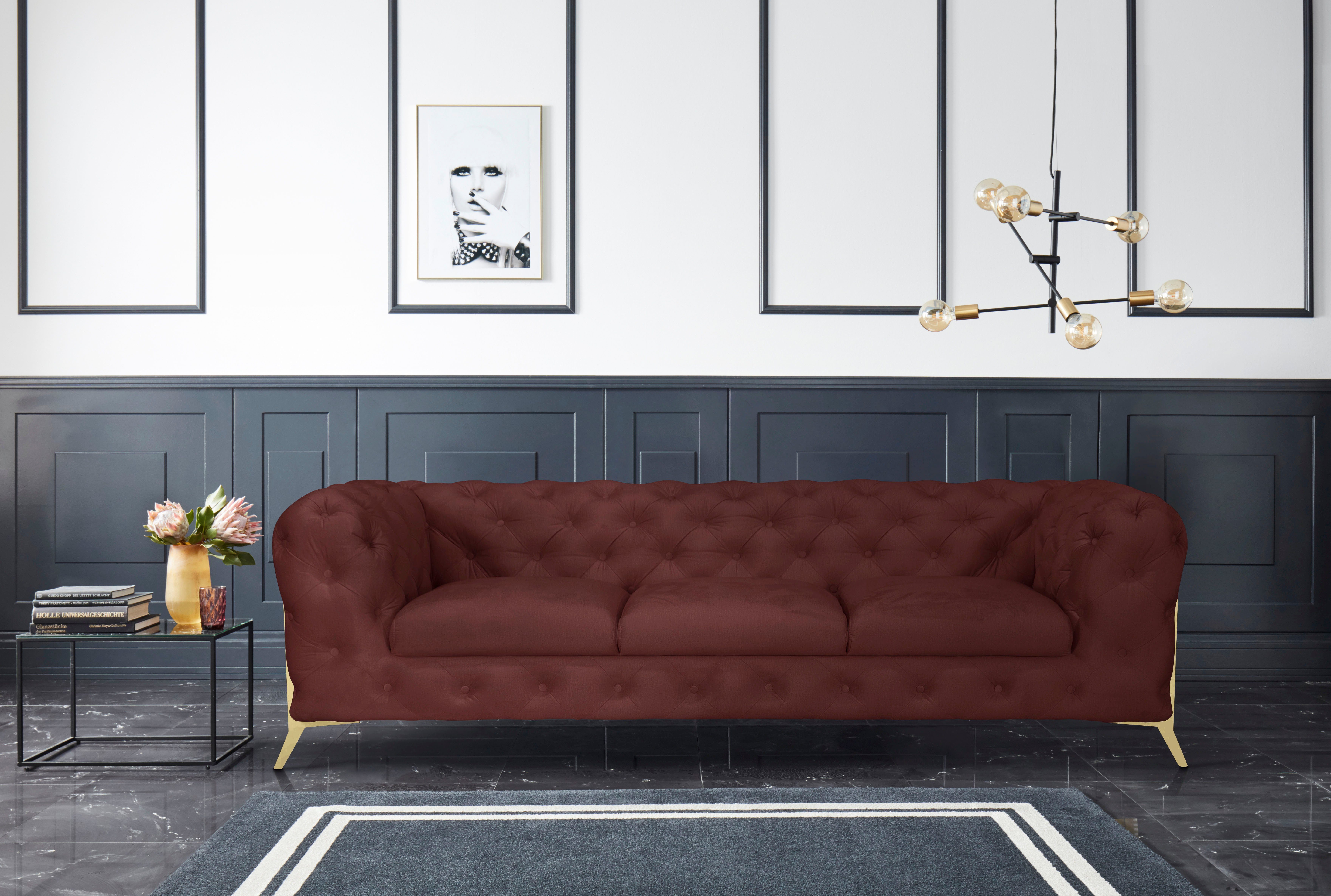 Leonique Chesterfield-bank Amaury luxueuze capitonnage, moderne chesterfield look, kleur van de poten ter keuze