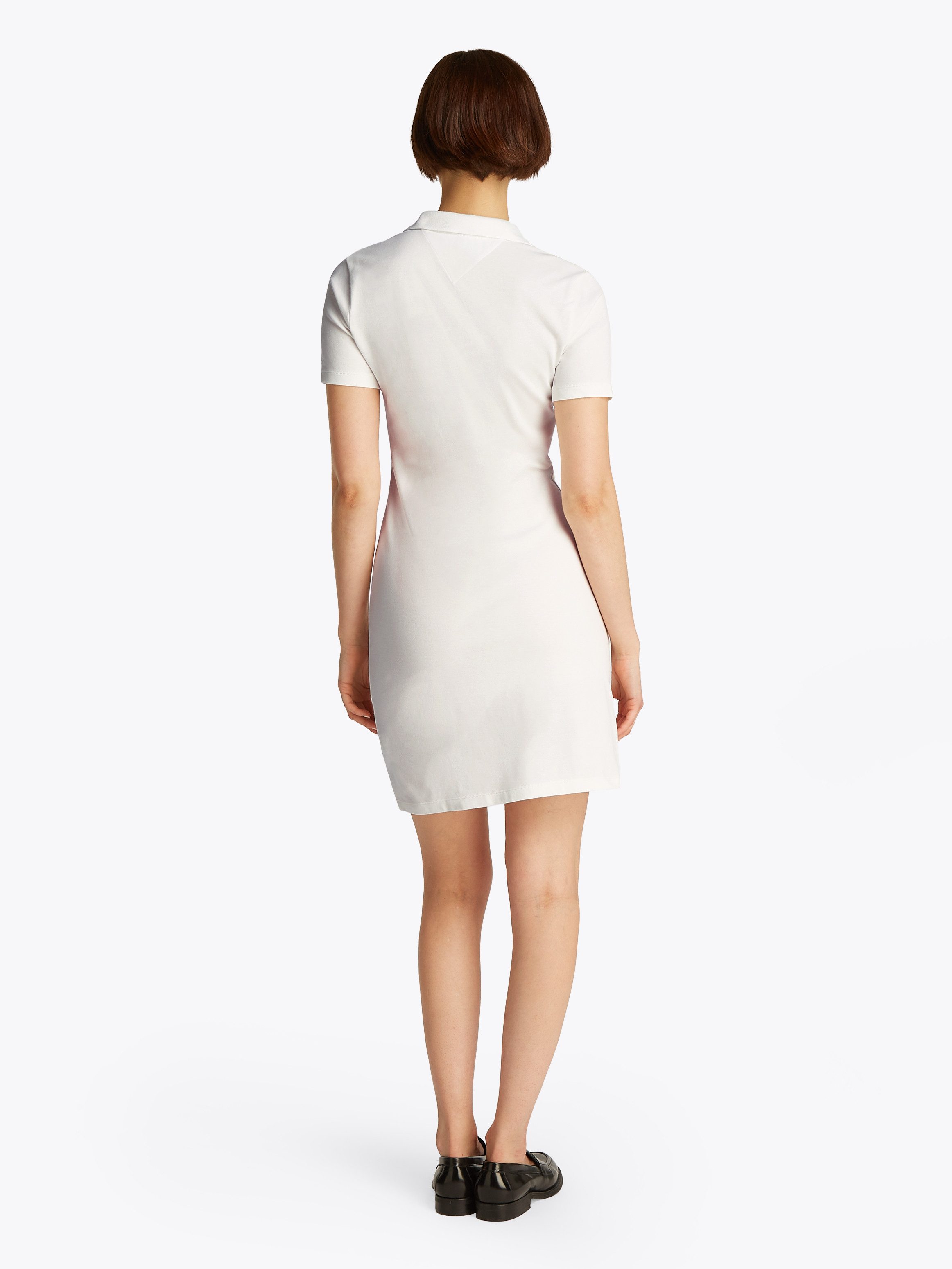 Tommy Hilfiger Polojurk SLIM OPEN NK POLO DRESS SS met geborduurde tommy hilfiger vlag