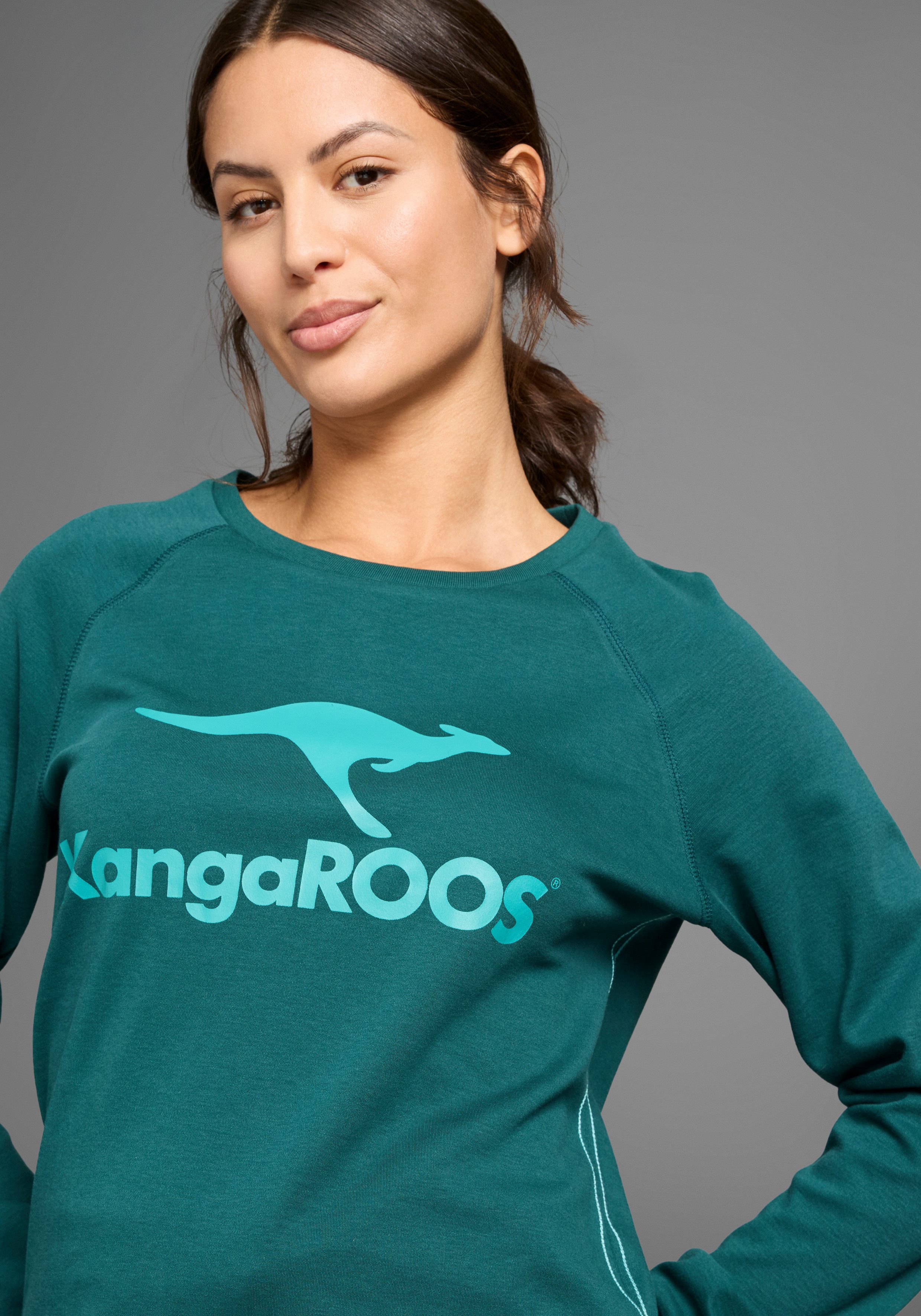 KangaROOS Sweatshirt Lange mouwen, figuurvolgende snit, met print, ronde hals