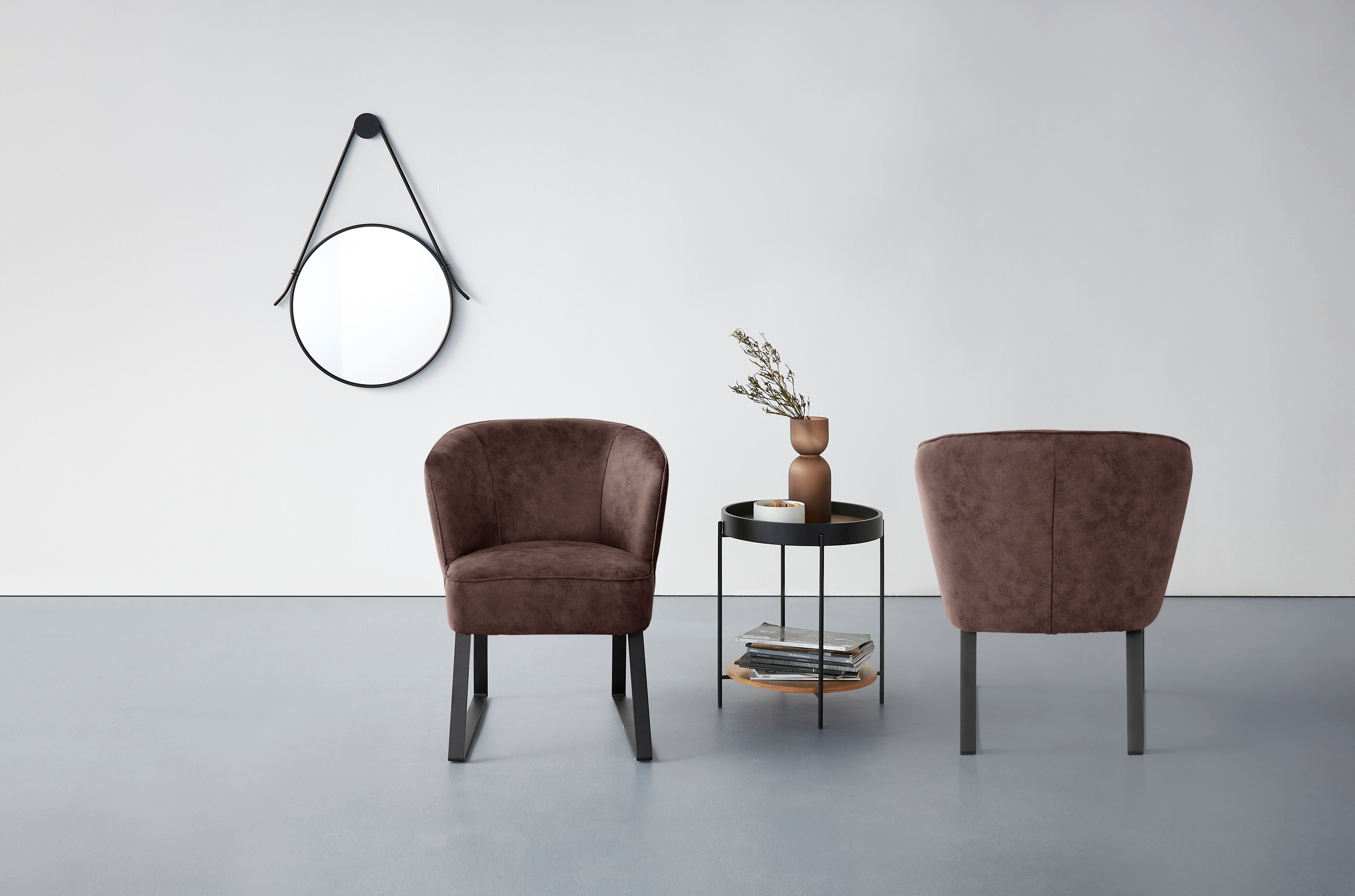 exxpo - sofa fashion Fauteuil Americano, loungestoel met bies en metalen poten, verschillende typen bekleding, 1 stuk