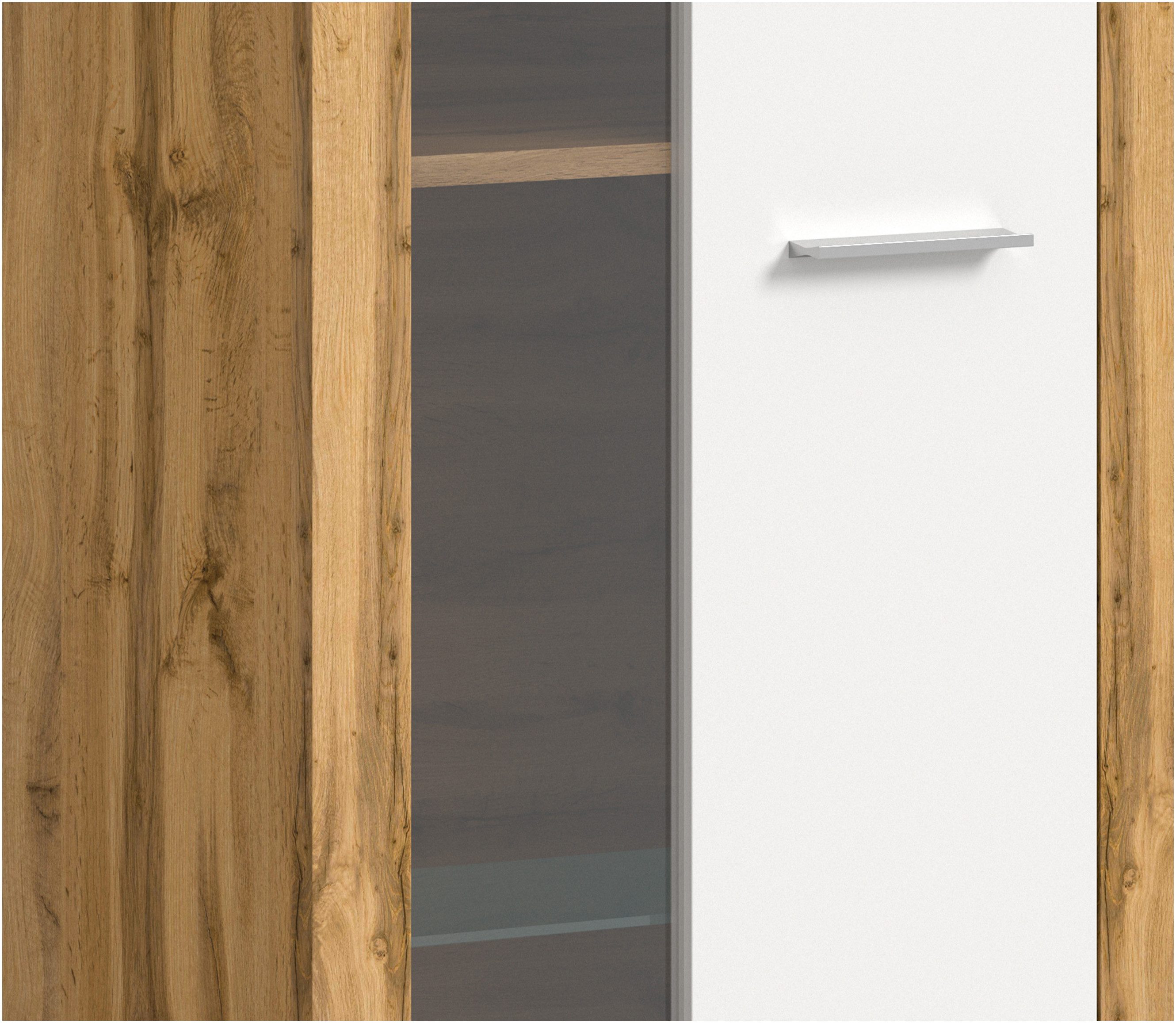 INOSIGN Vitrinekast Aosta, hoogte 159 cm, in verschillende kleuruitvoeringen 1 deur, 3 legplanken, 4 vakken, woonkamer, staande vitrine, glazen vitrine