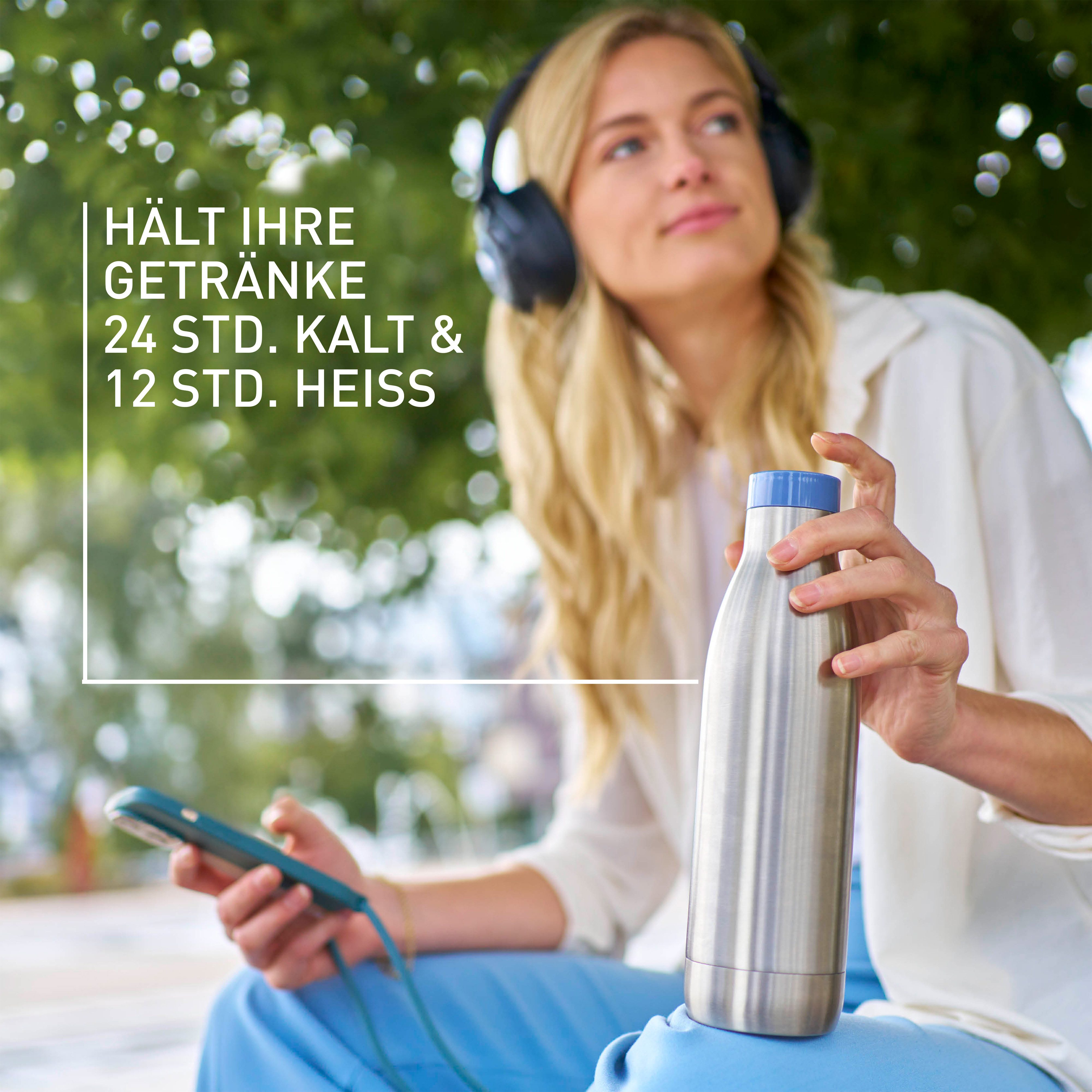 Emsa Thermosfles Bludrop Eco 0,7 liter, lekvrij, 24 uur koud, 12 uur warm, vaatwasmachinebestendig (1-delig)