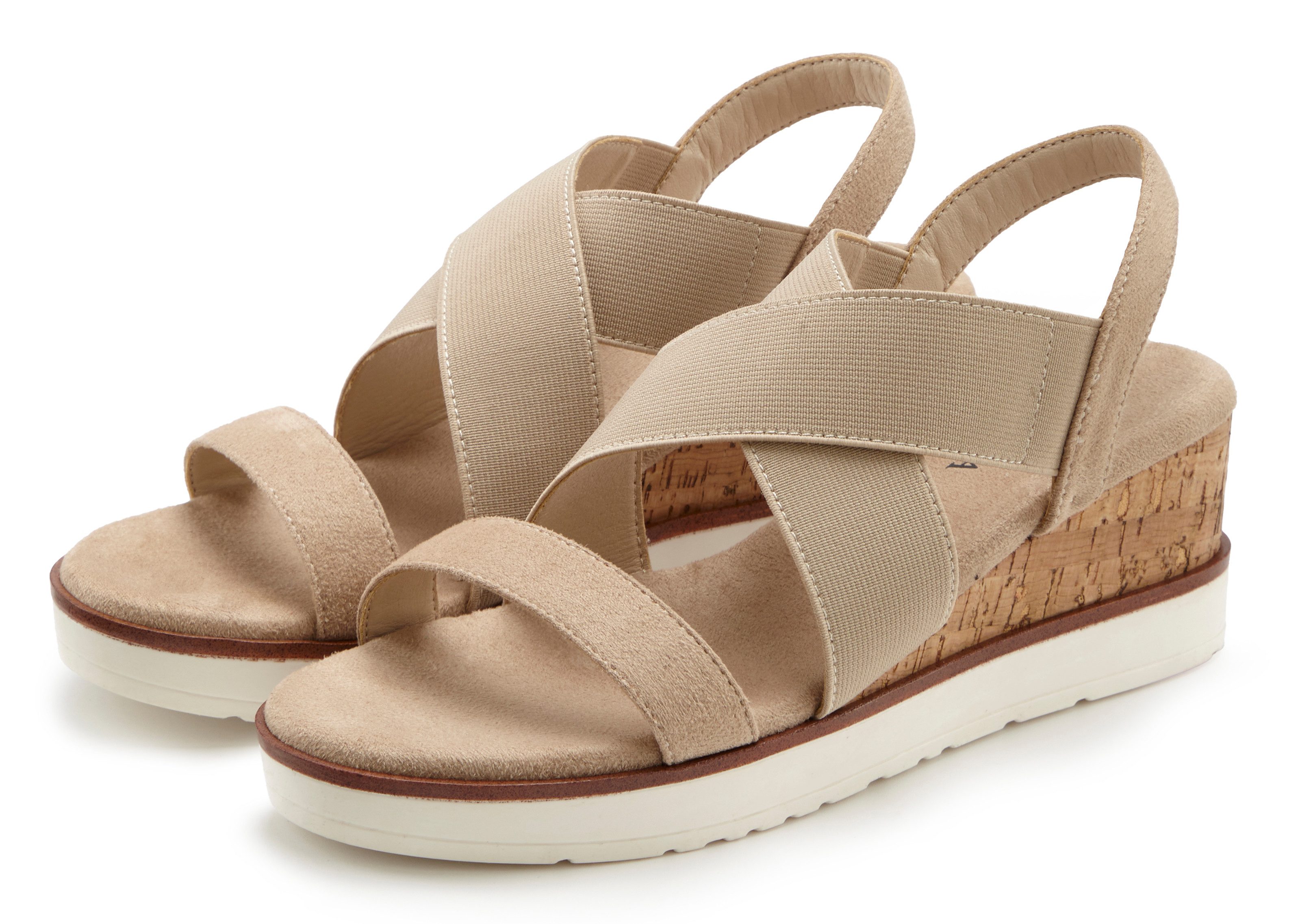 Lascana Sandaaltjes Zomerschoen Sandaal, zomerschoen met sleehak en elastische bandjes VEGAN
