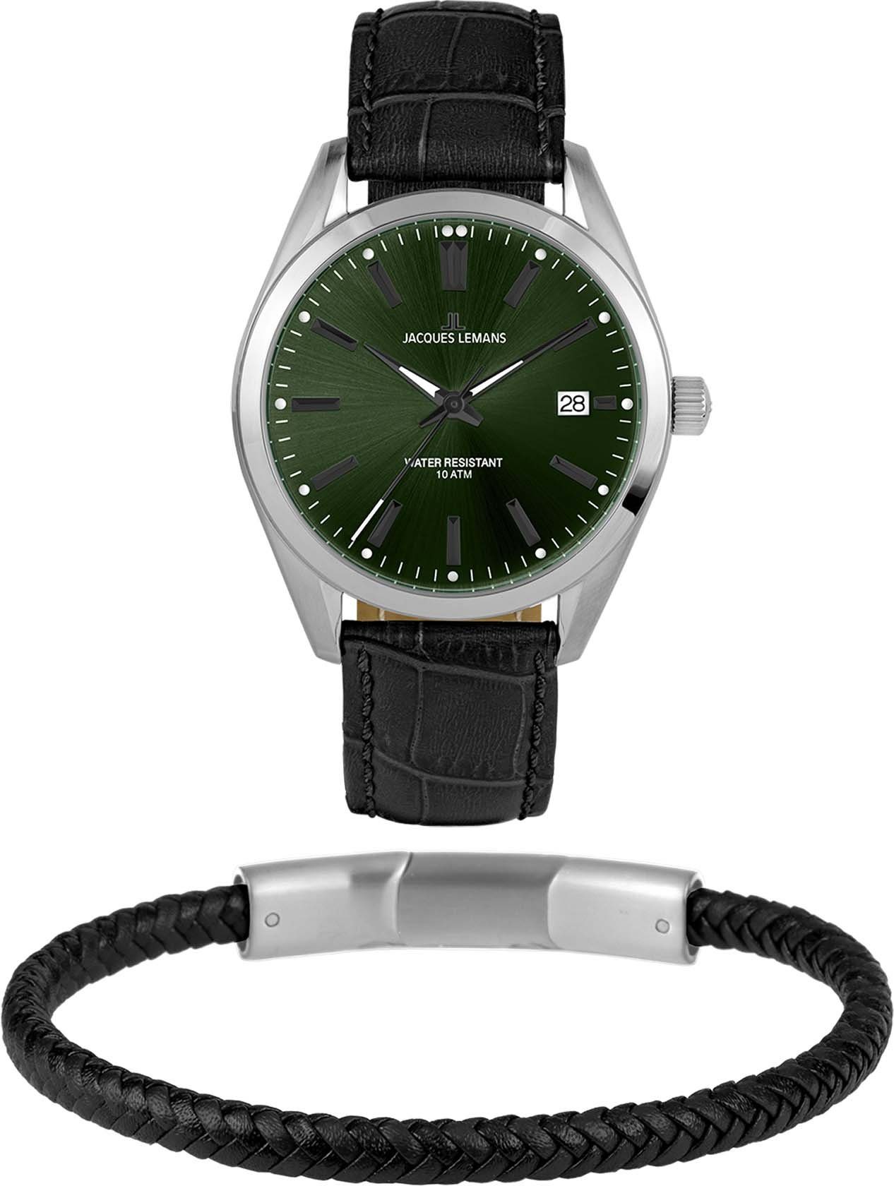 Jacques Lemans Kwartshorloge (set, 2-delig, Met armband)