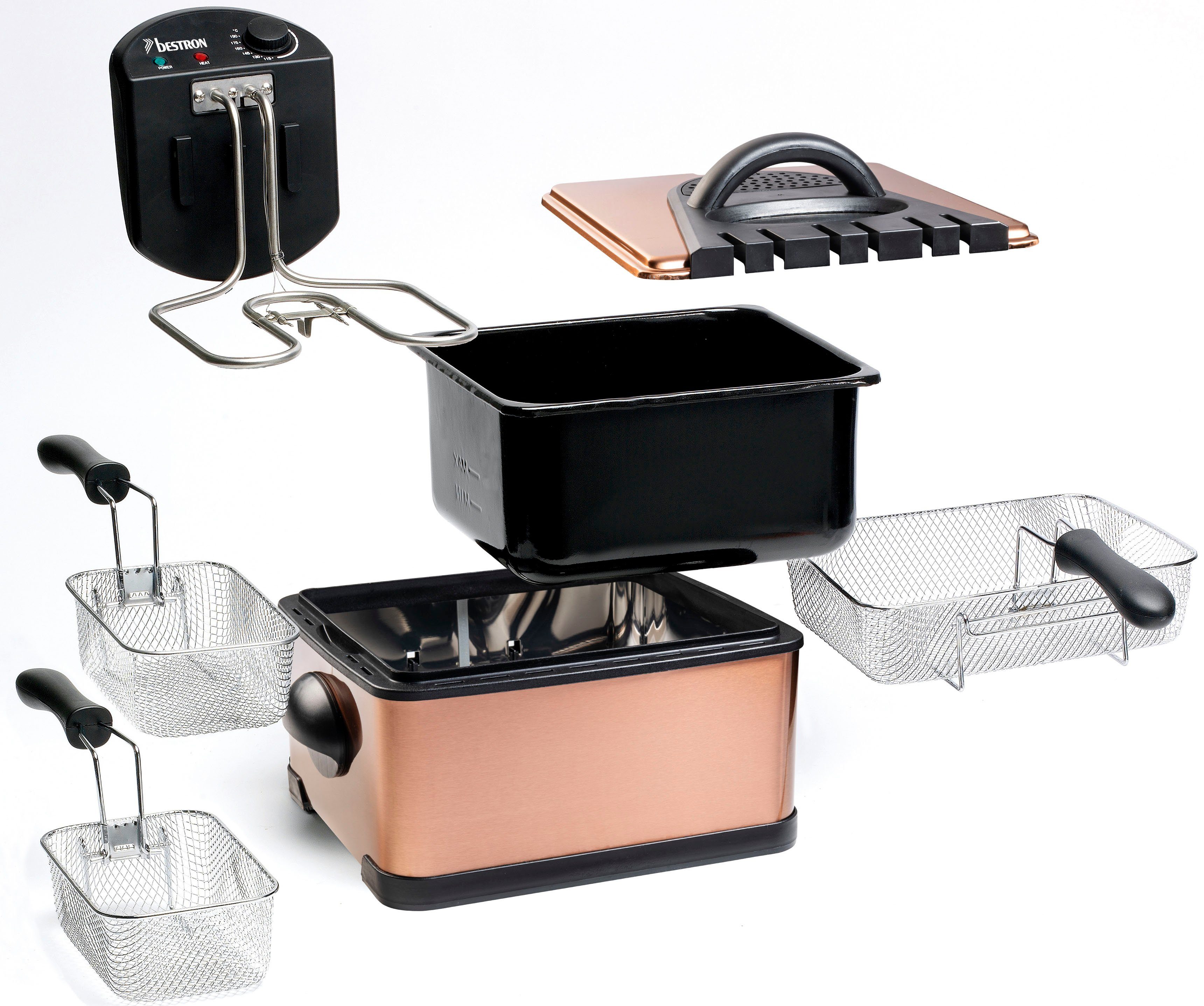 bestron Friteuse DF402B Cool Zone Capaciteit 1x ca. 1,5 kg/2x ca. 0,75 kg, 3 frituurmanden, 4 liter