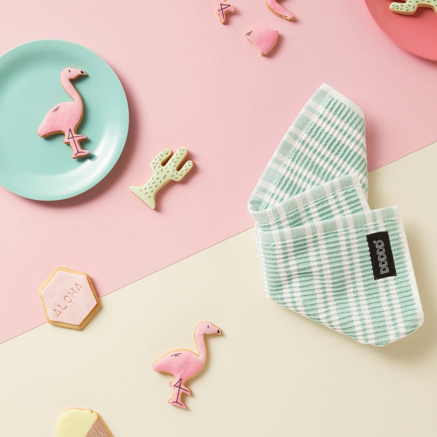 DDDDD Vaatdoek Stripe, 30x30 cm, van 100% katoen met luxueuze ribstructuur en optimale vochtabsorptie (set, 4-delig)