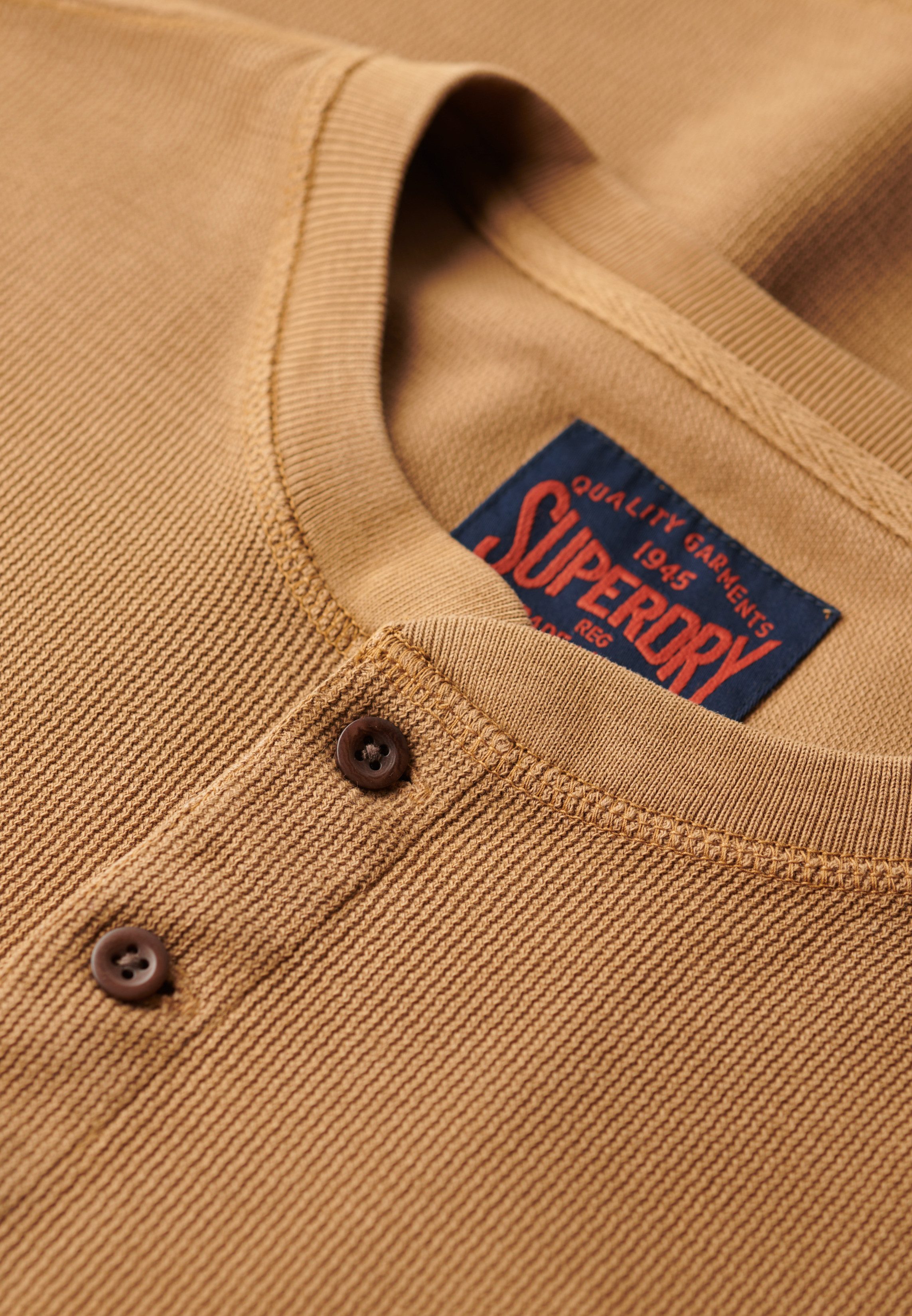 Superdry Shirt met lange mouwen WAFFLE LONG SLEEVE HENLEY TOP