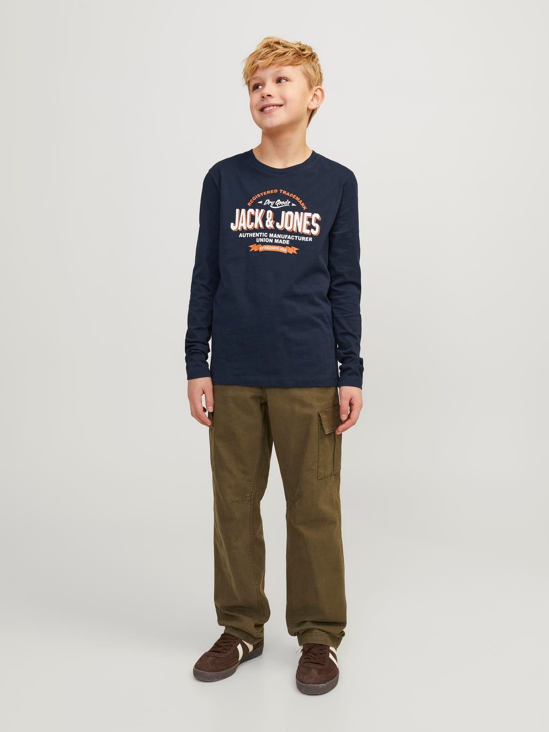 Jack & Jones Junior Shirt met lange mouwen JJELOGO TEE LS O-NECK 2 COL NOOS JNR