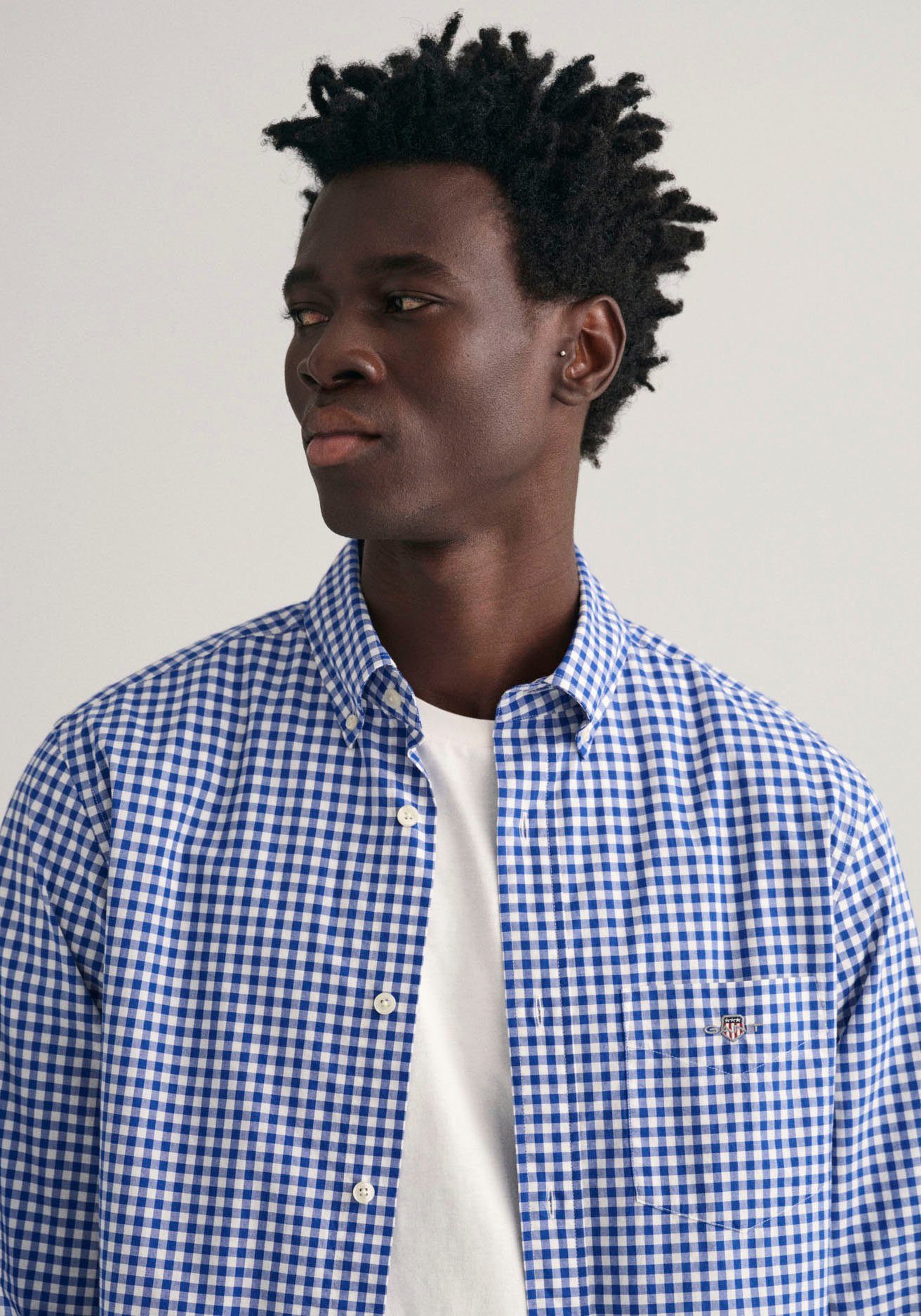 Gant Overhemd met lange mouwen REG POPLIN GINGHAM SHIRT met logoborduursel op borsthoogte