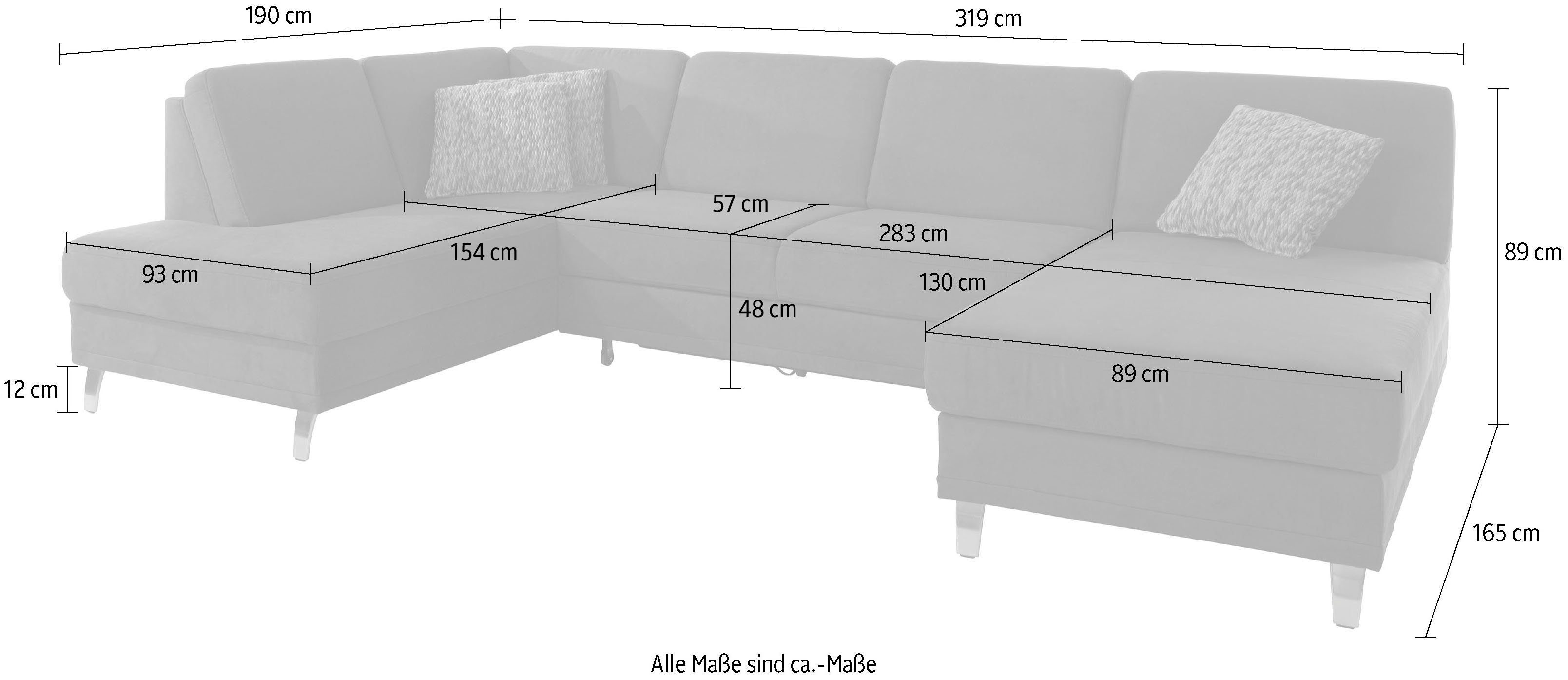 sit&more Zithoek Clio U-vorm naar keuze met slaapfunctie en bedkist, met binnenvering