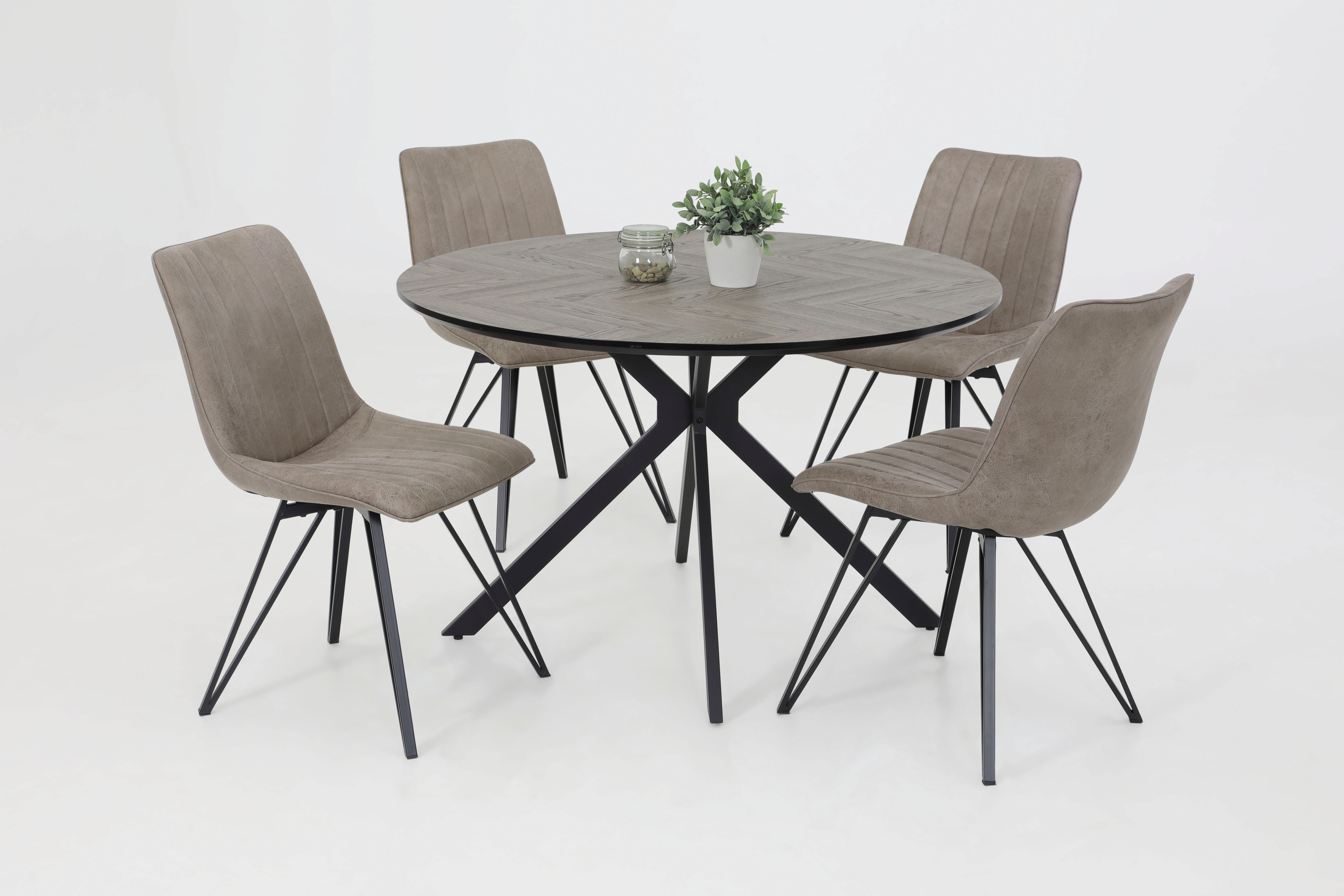 HELA Eettafel PETRA rond, zwitserse rand, mdf, visgraat nabootsing (1 stuk)
