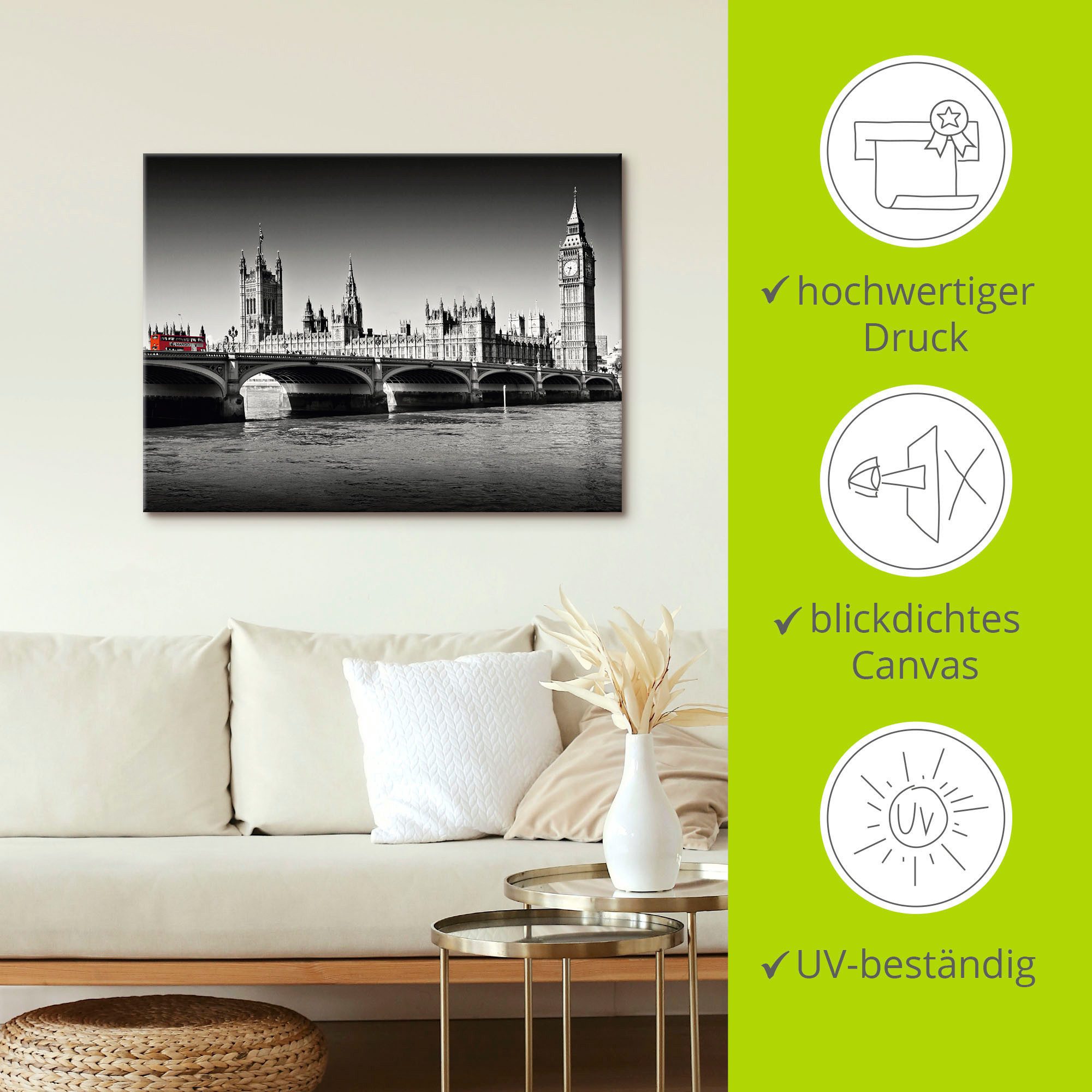 Artland Artprint op linnen Houses of Parliament & Theems
