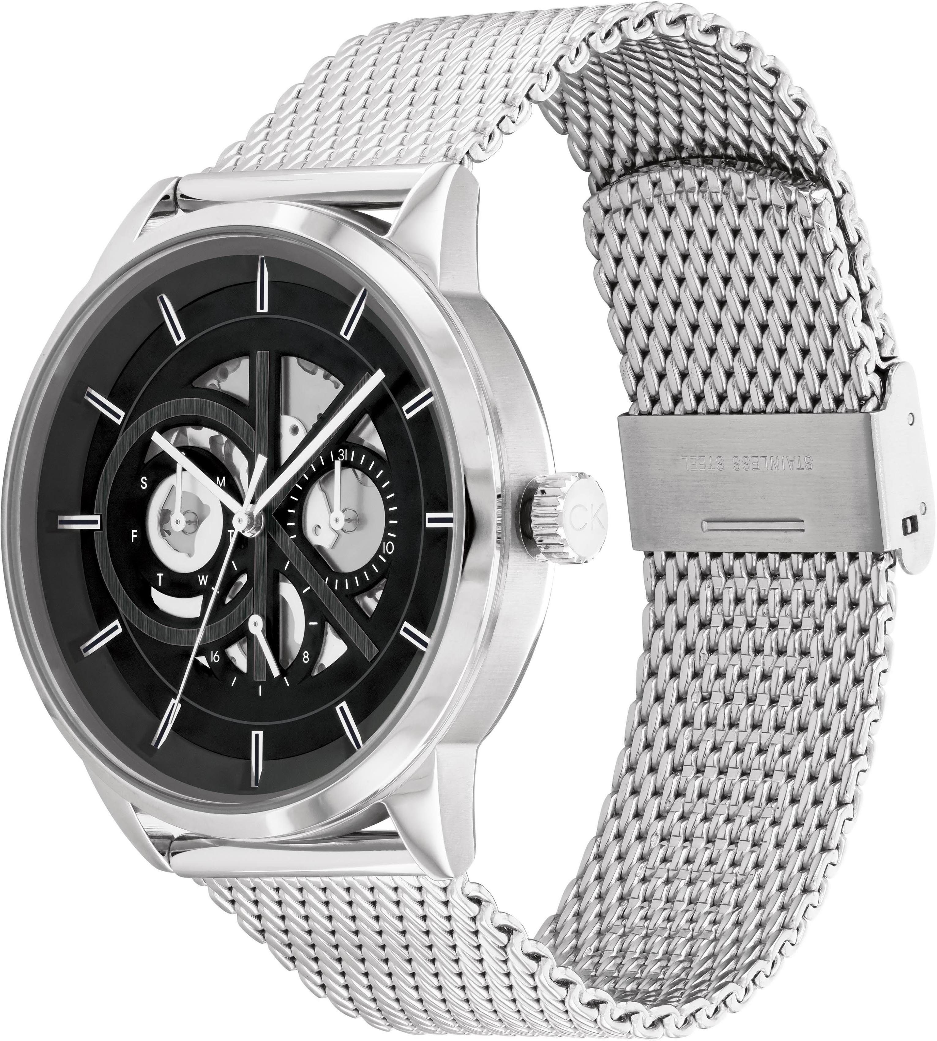 Calvin Klein Multifunctioneel horloge MODERN SKELETON Quartz horloge, armbanduhr, herenhorloge, datum, 12/24-uursweergave