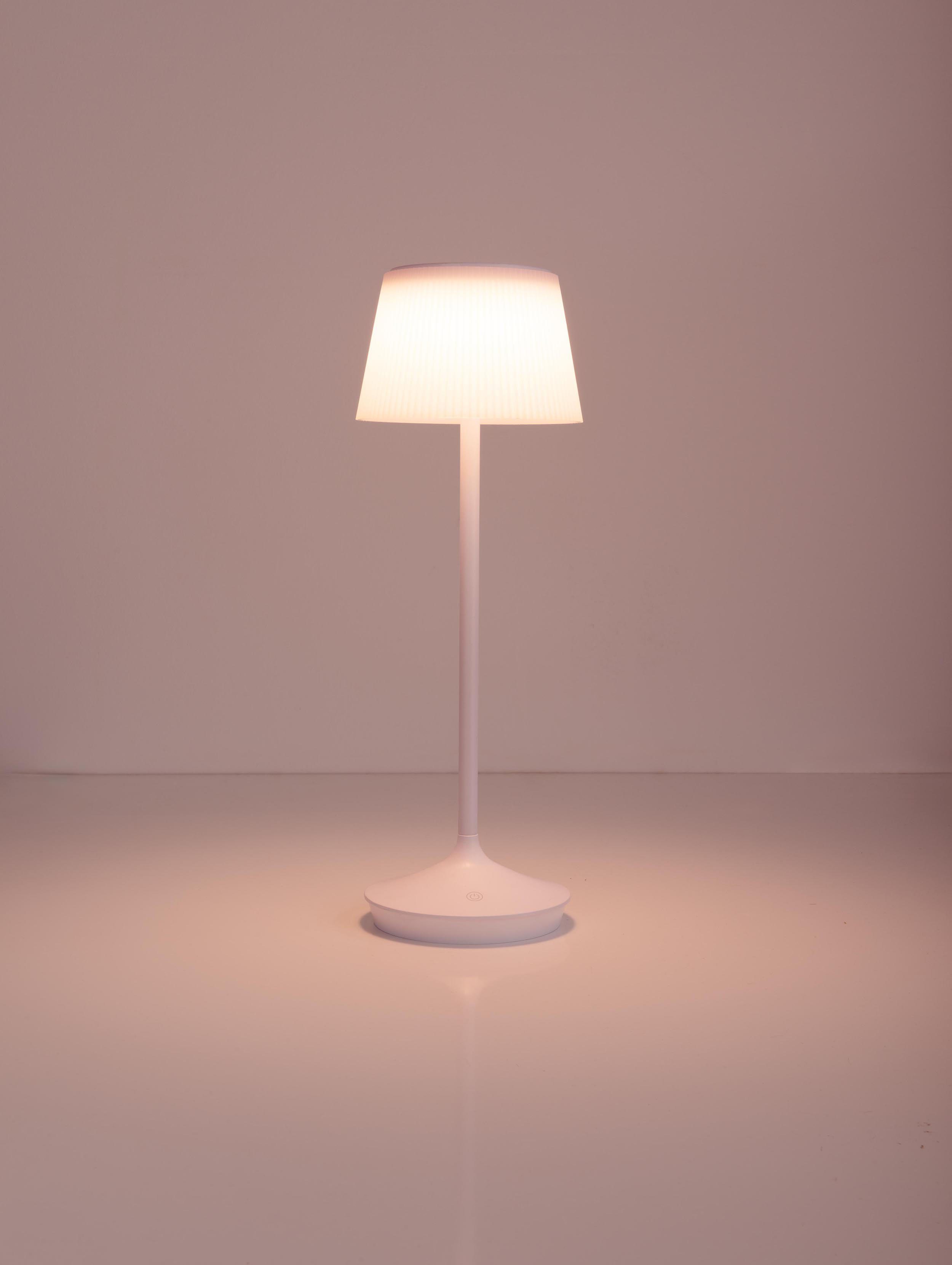 näve Led-tafellamp Zonne-lamp / acculamp "EMMI" Zonne-energie, accubedrijf, CCT, aanraaksensor, accutafellamp (1 stuk)