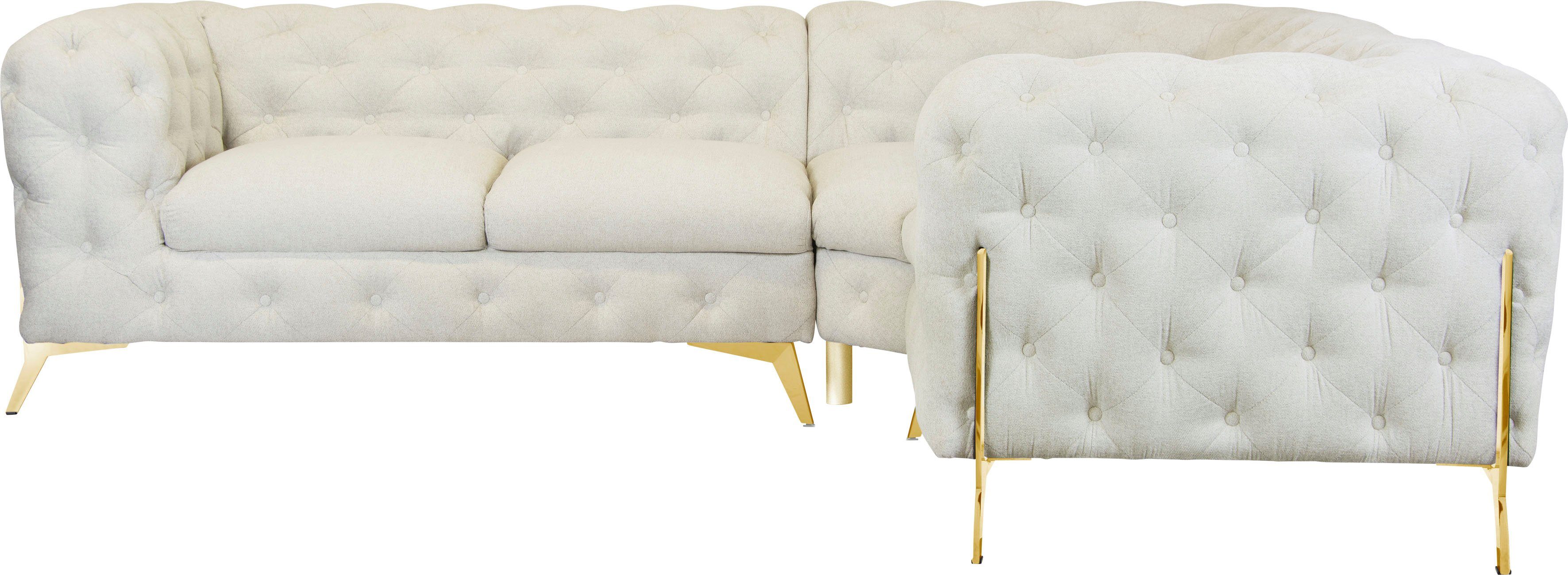 Leonique Chesterfield-bank Amaury L-vorm Chesterfield-look, bxd elk 262 cm, kleur van de poten ter keuze