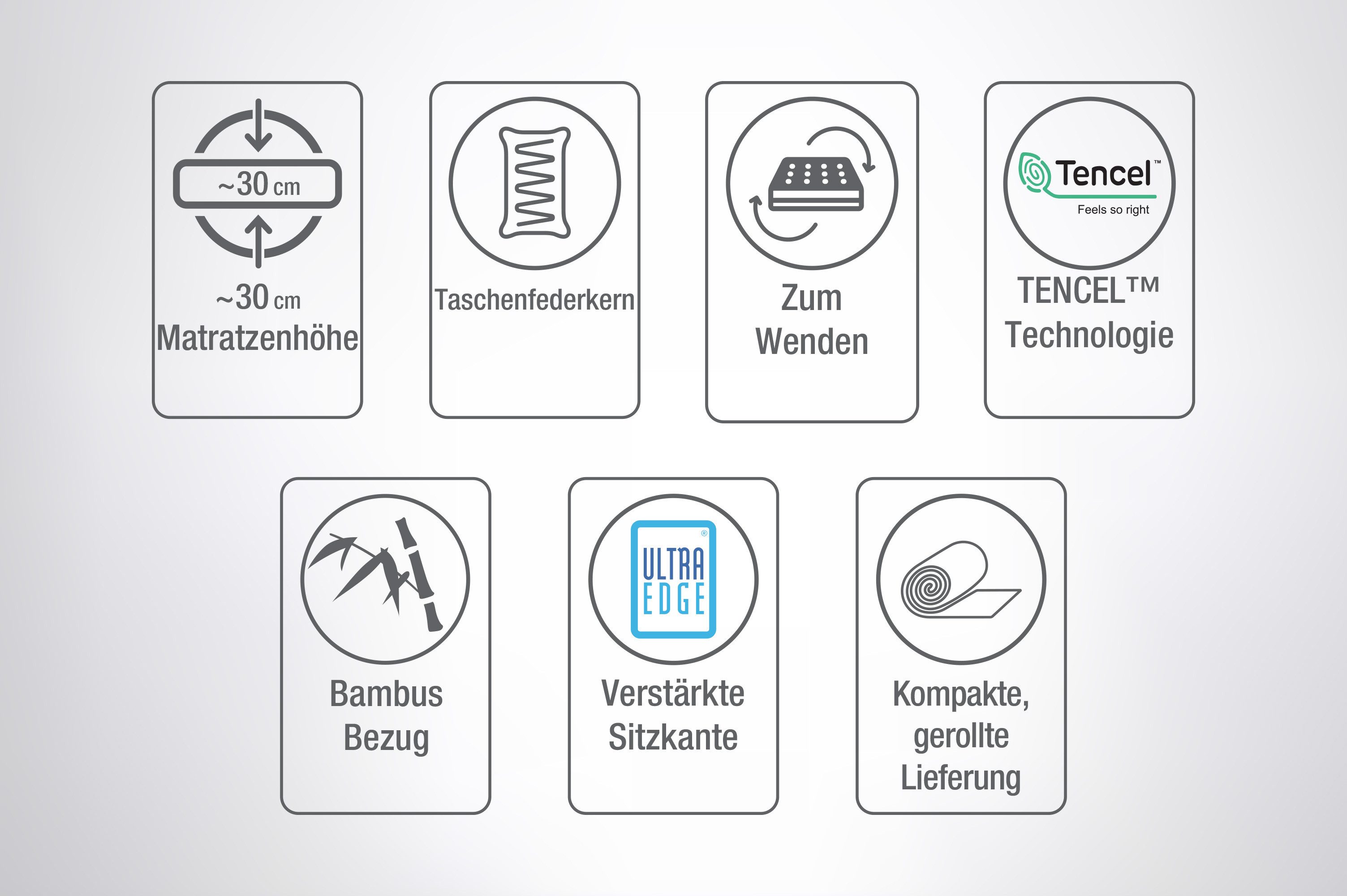 Yatas Pocketveringsmatras Majesteit Premium Bamboe H2, omkeerbaar, ergonomisch, ademend hoogte 30 cm