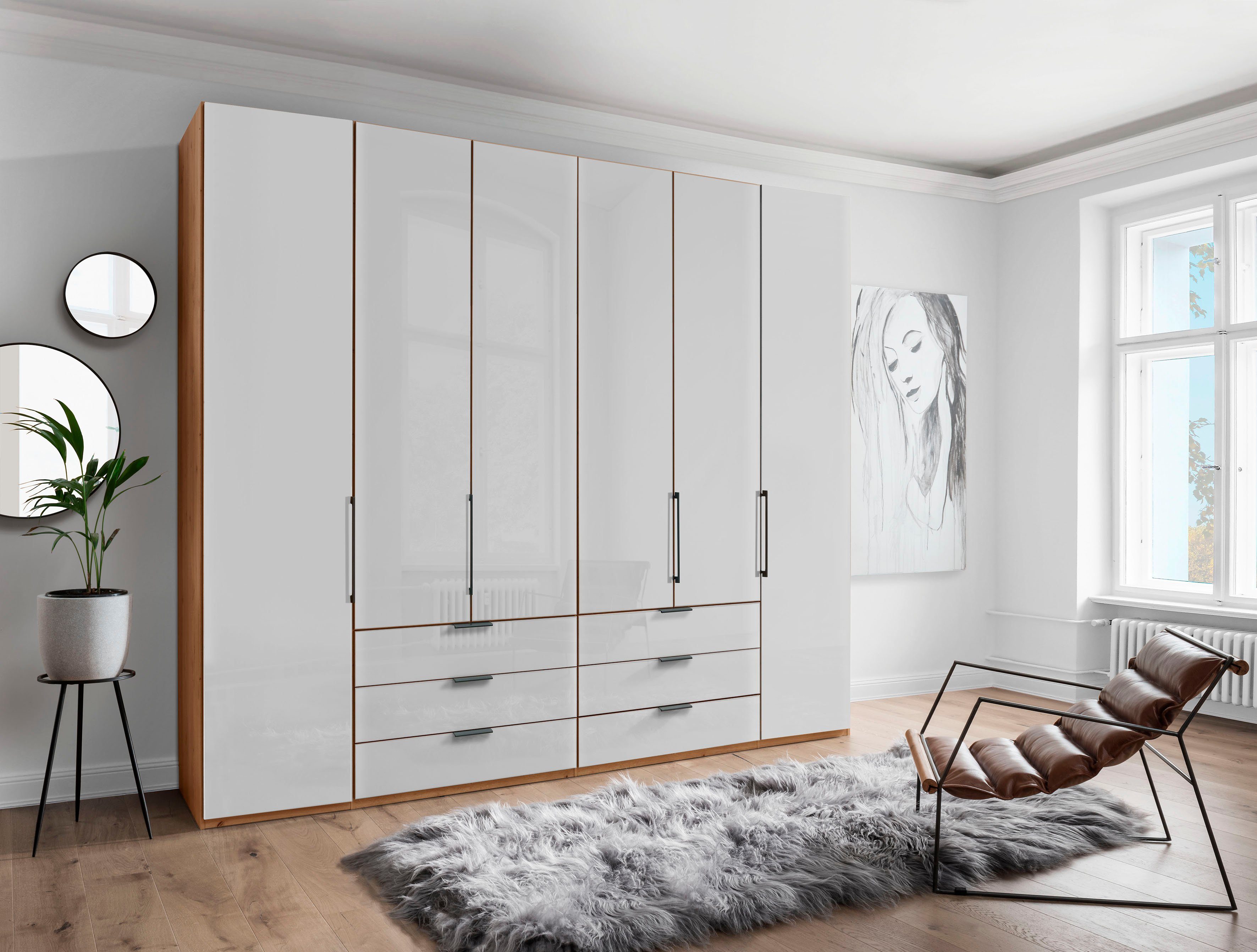 WIEMANN Vouwdeurkast Monaco, Kledingkast, Kast, Linnenkast, met elegant glazen front