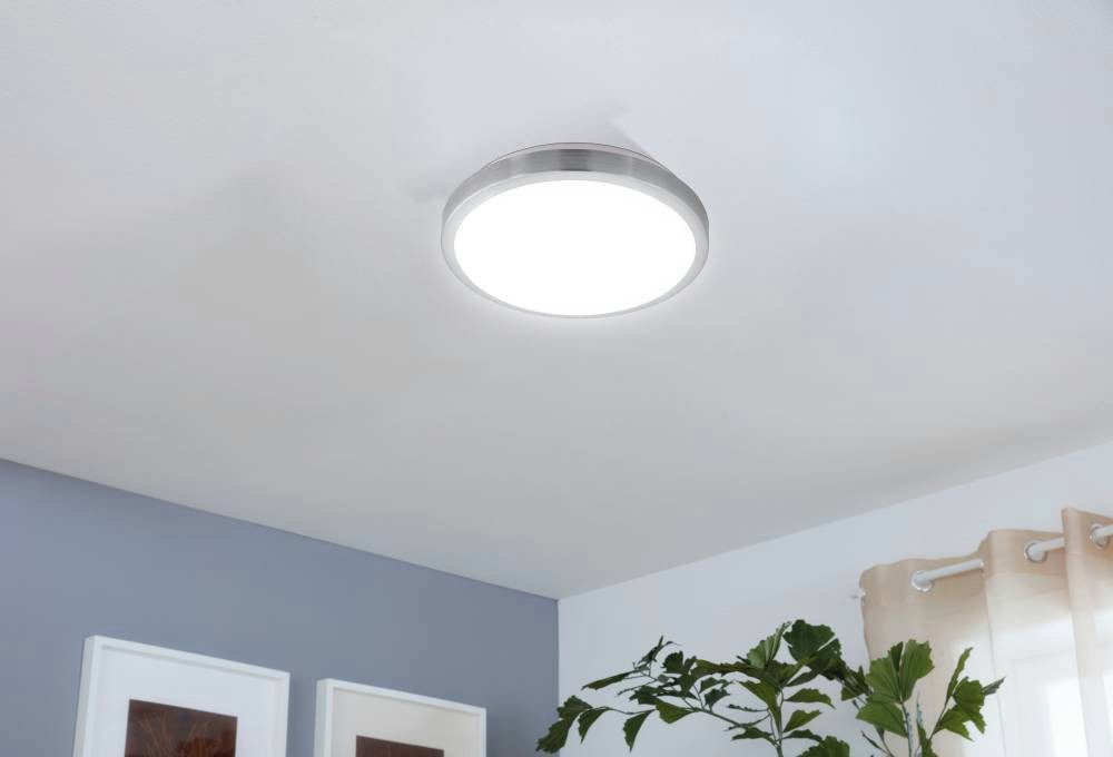 EGLO Led-plafondlamp COMPETA 1 plafondlamp, wit, nikkel-mat, rond, woonkamerlamp Plafondlamp, staal en kunststof, nikkel mat, wit, Ø: 32,5 cm (1 stuk)