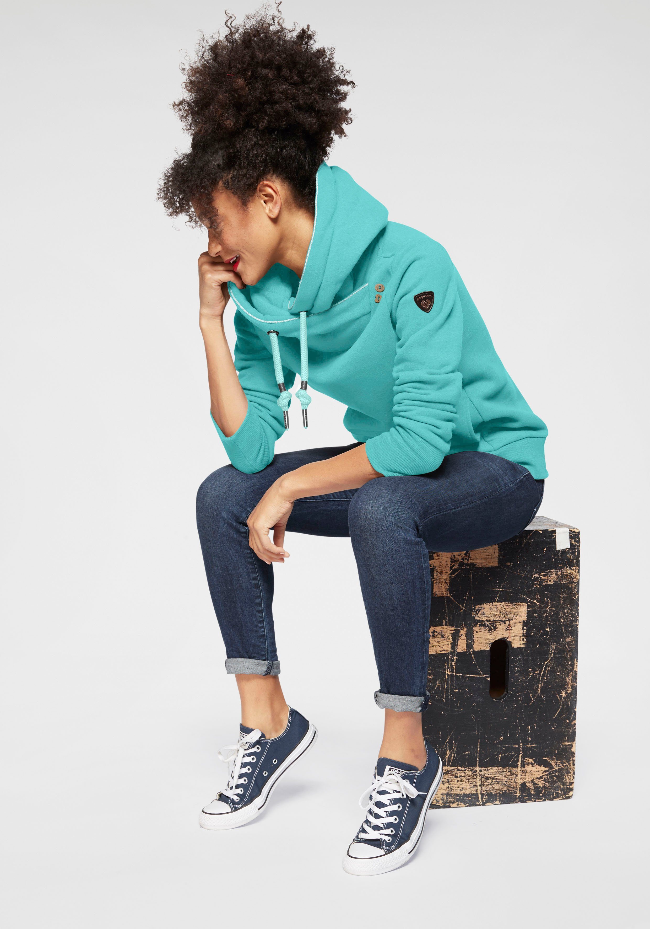 Ragwear Hoodie GRIPYBUTTON Sweater met rustieke koordaccenten