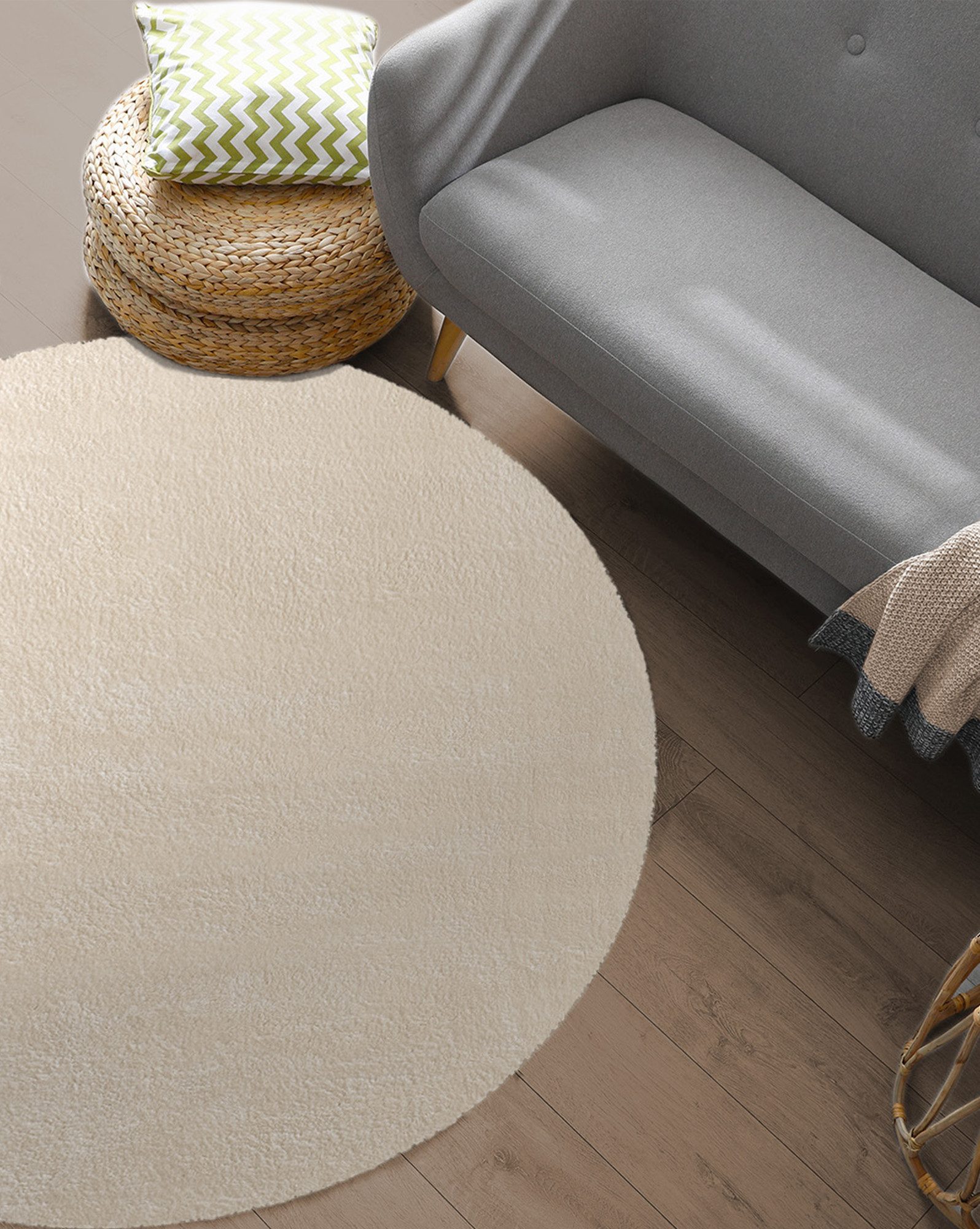 The carpet Vloerkleed Relax round wasbare woonkamer tapijt modern antislip