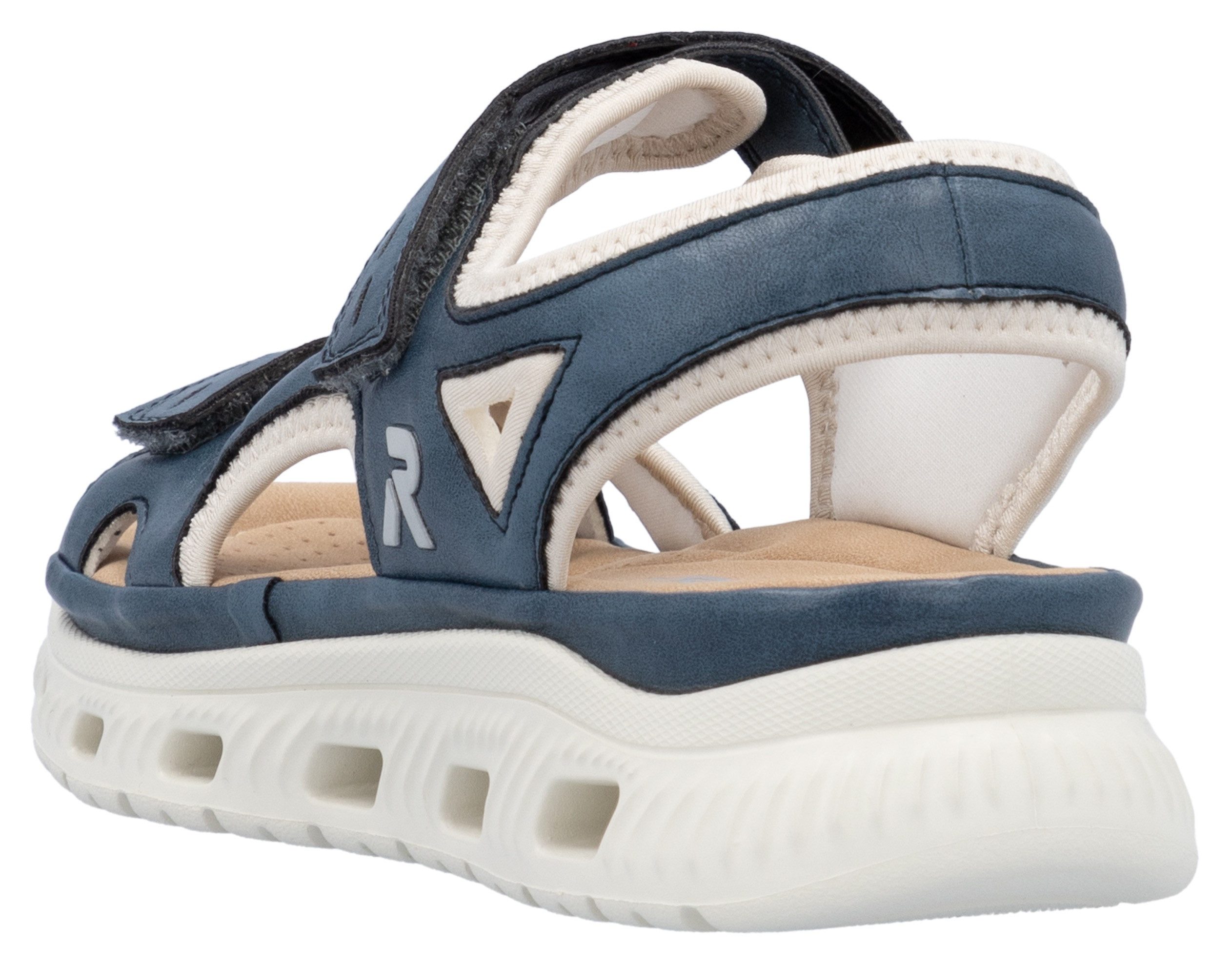 RIEKER Sport Sandalen Outdoorsandalen zomerschoen, sandaal, plateauhak met klittenbandsluitingen