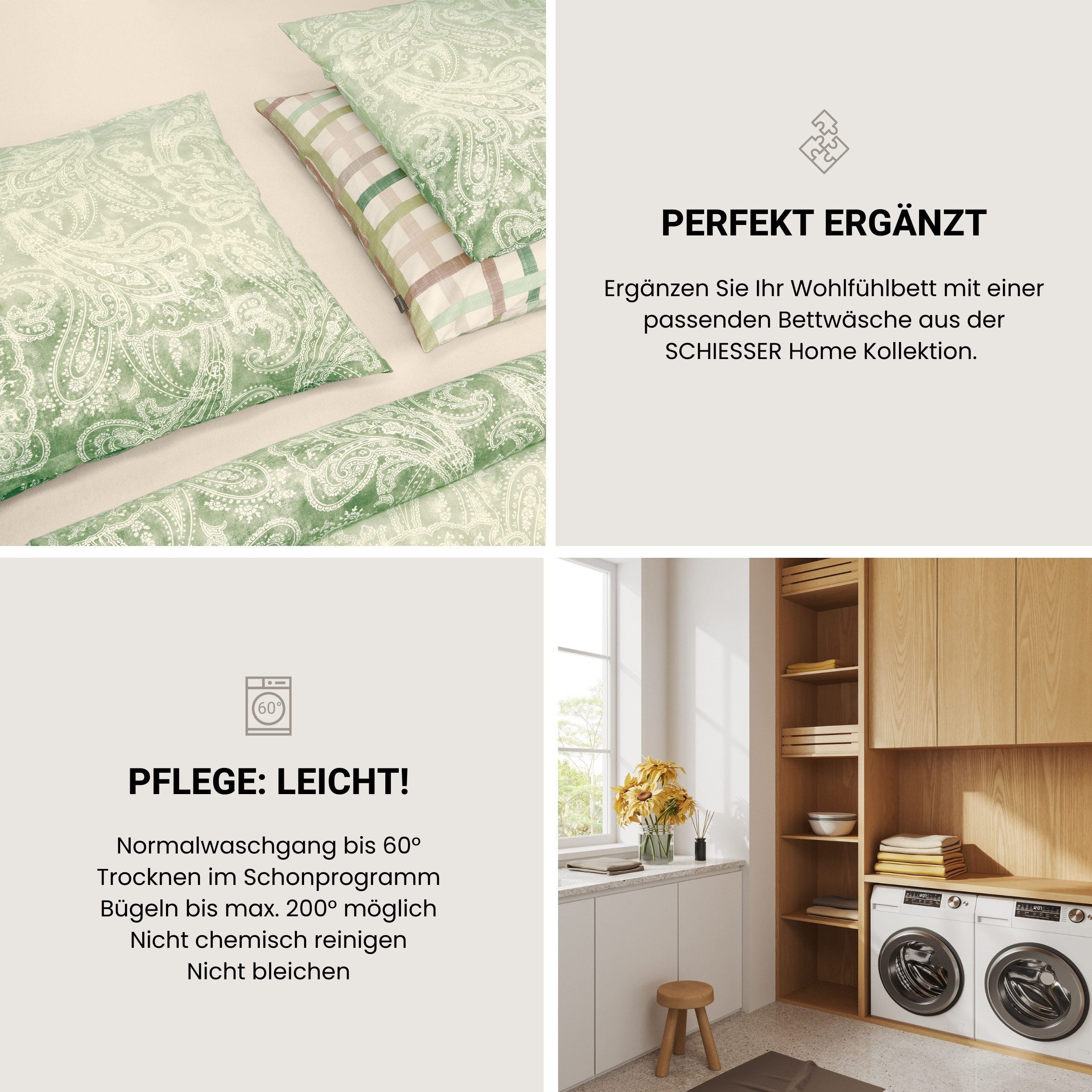 Schiesser Hoeslaken Flexi van 95% katoen en 5% elastaan in topkwaliteit geschikt voor hoge matrassen en boxspringbedden, made in green (1 stuk)