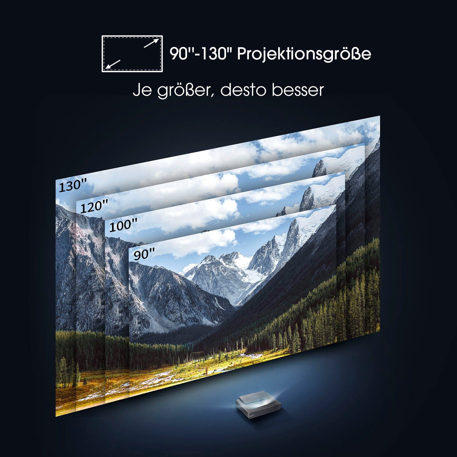 Hisense Laser-tv PX1-Pro 90-130 inch Trichroma laserprojector, 4K Ultra HD, 4k laser cinema, rgb lasertechnologie, android q - zonder scherm