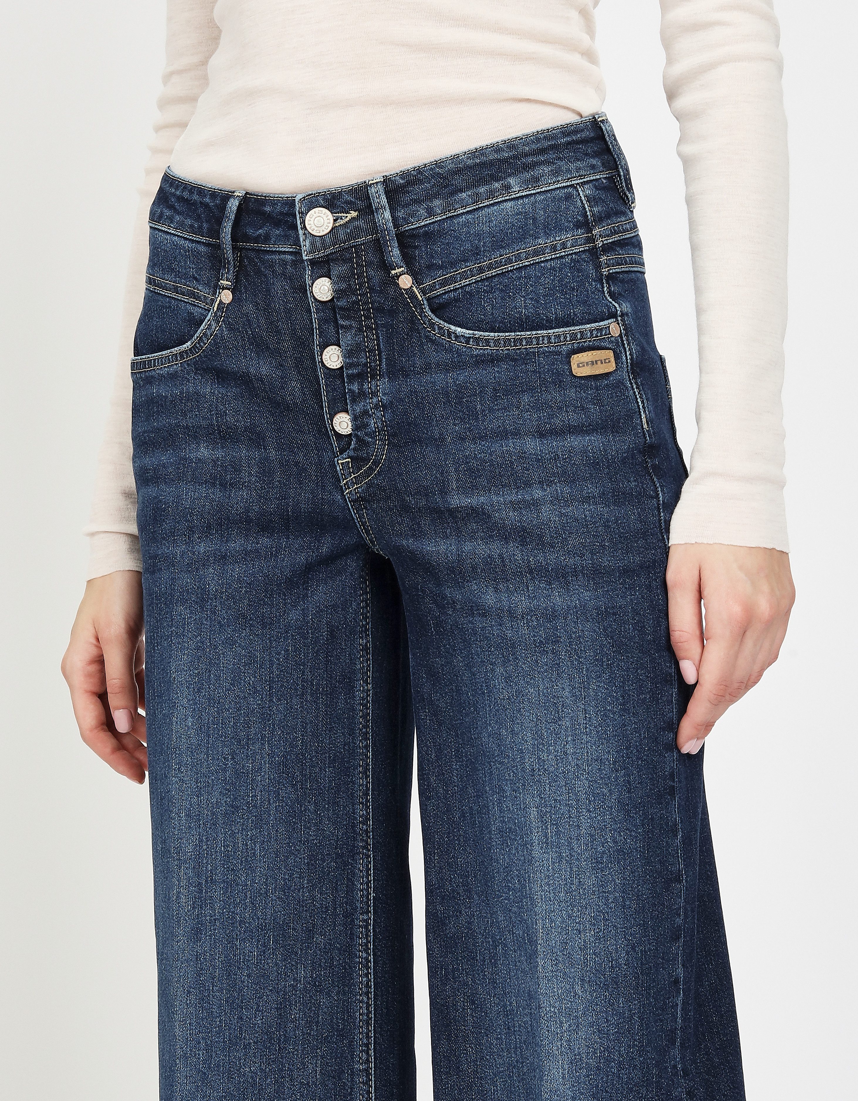 GANG Wijde jeans 94MEDINA WIDE met knoopsluiting