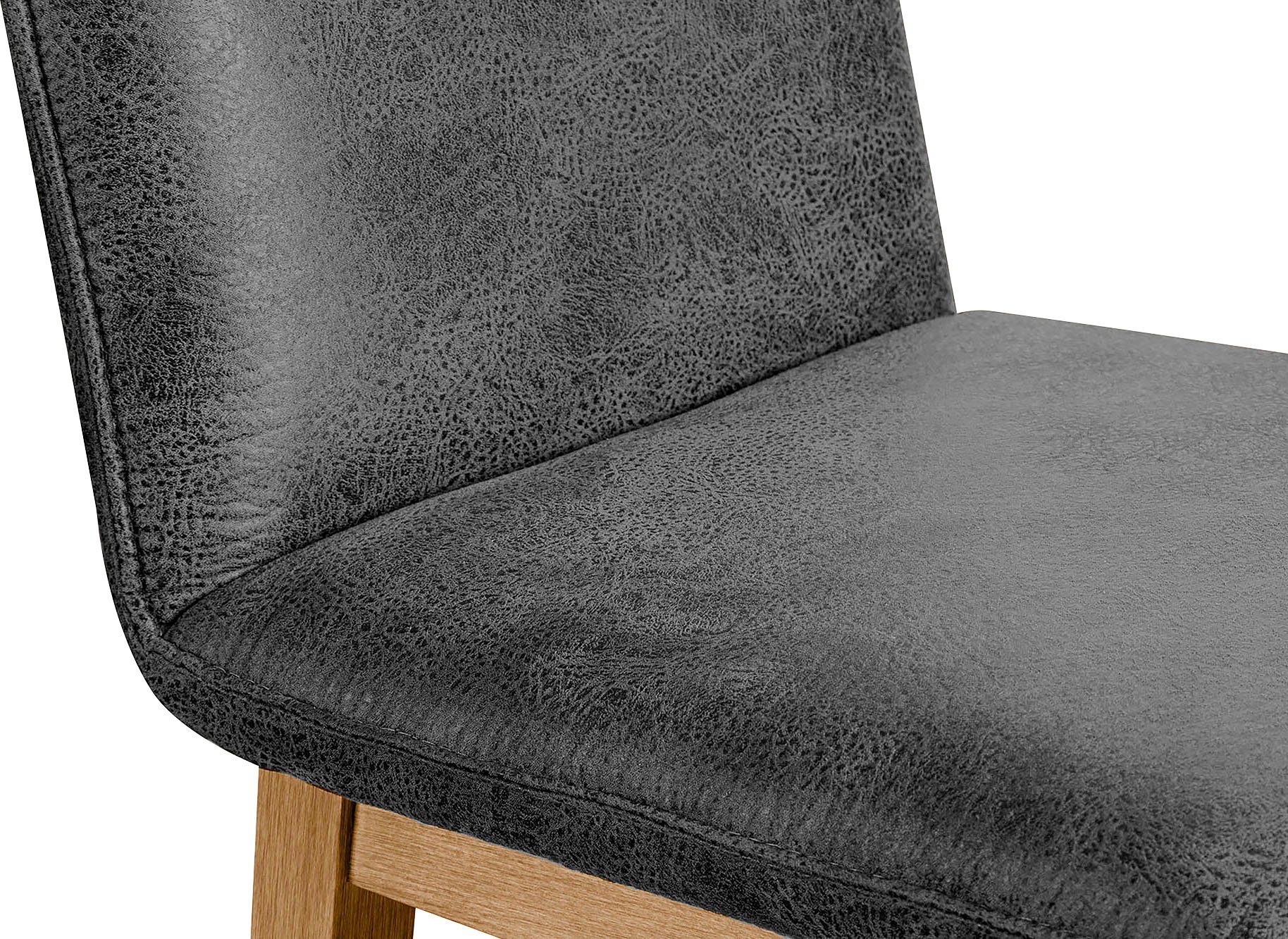 Home affaire Eetkamerstoel Beluna gestoffeerde stoel eetkamer bestseller Frame en poten van massief eiken, modern landhuis (set, 2 stuks)