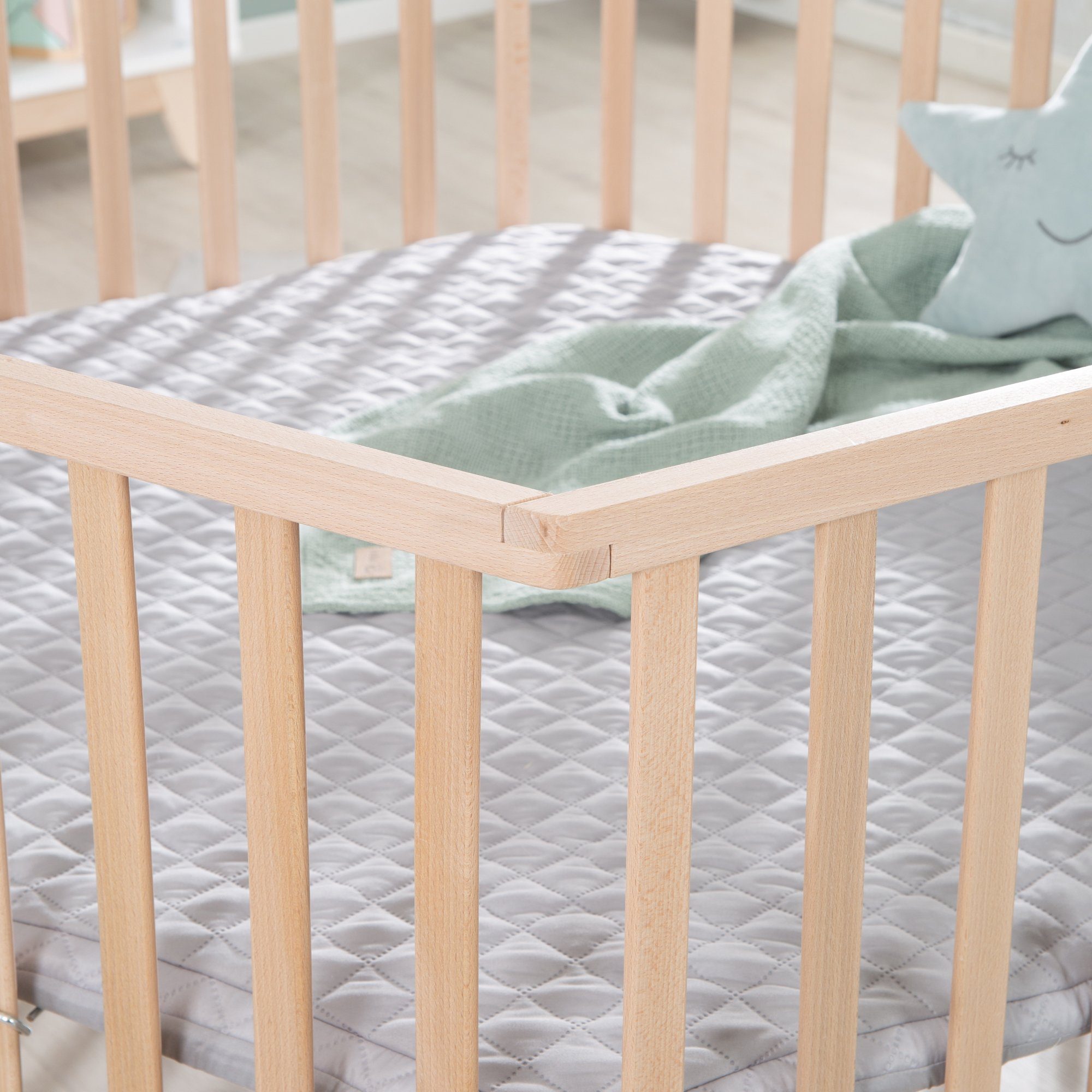 Roba® Box Stijl, beuken, 6-hoekig met beschermend inzetstuk en hoofdbeschermer