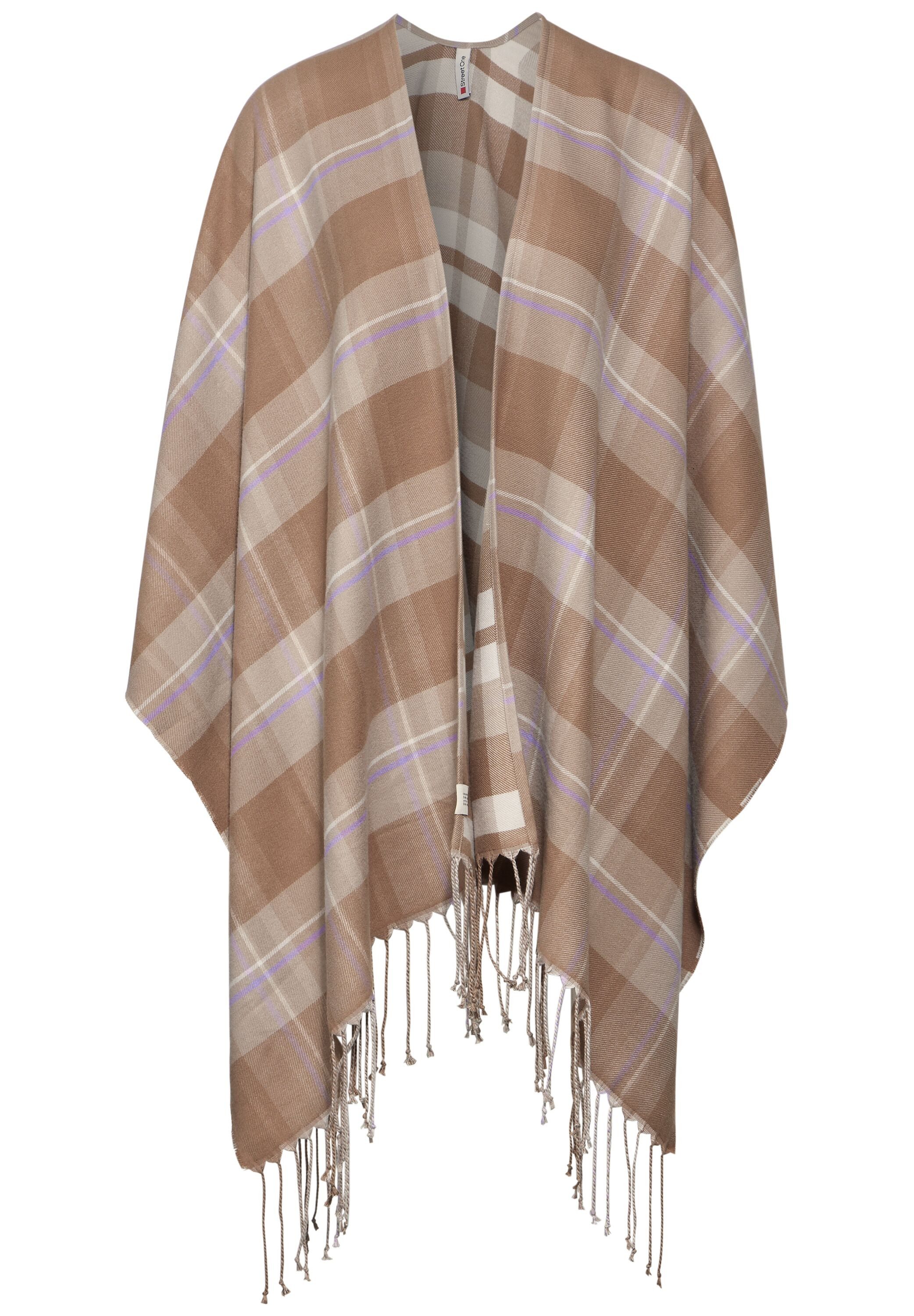 STREET ONE Gebreide poncho met ruitpatroon