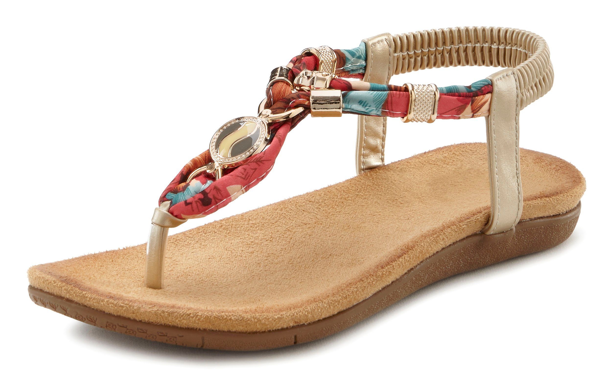 Lascana Teenslippers Sandaal met elastische banden en modieuze kleurstelling