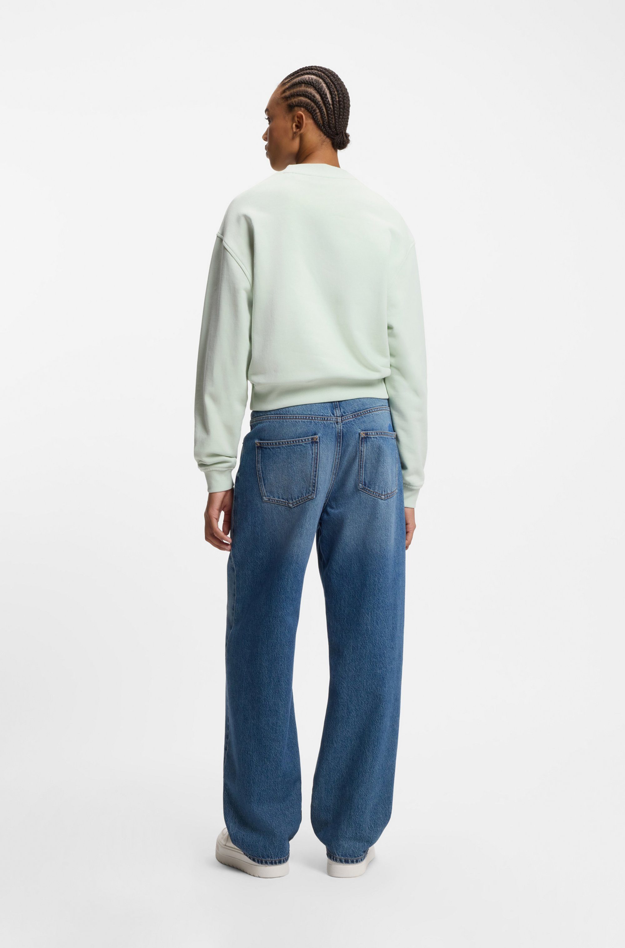 HUGO Blue Sweatshirt Delessa met opgestikt logo