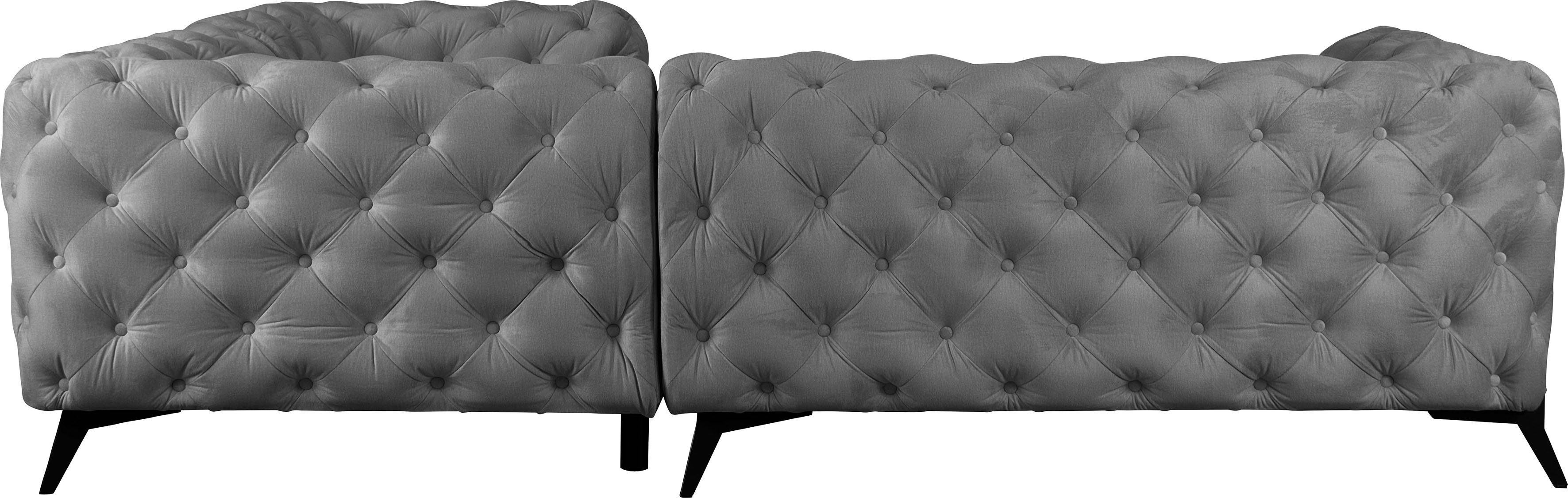 Leonique Chesterfield-bank Amaury L-vorm moderne chersterfield-look, breedte 262 cm, kleur van de poten ter keuze